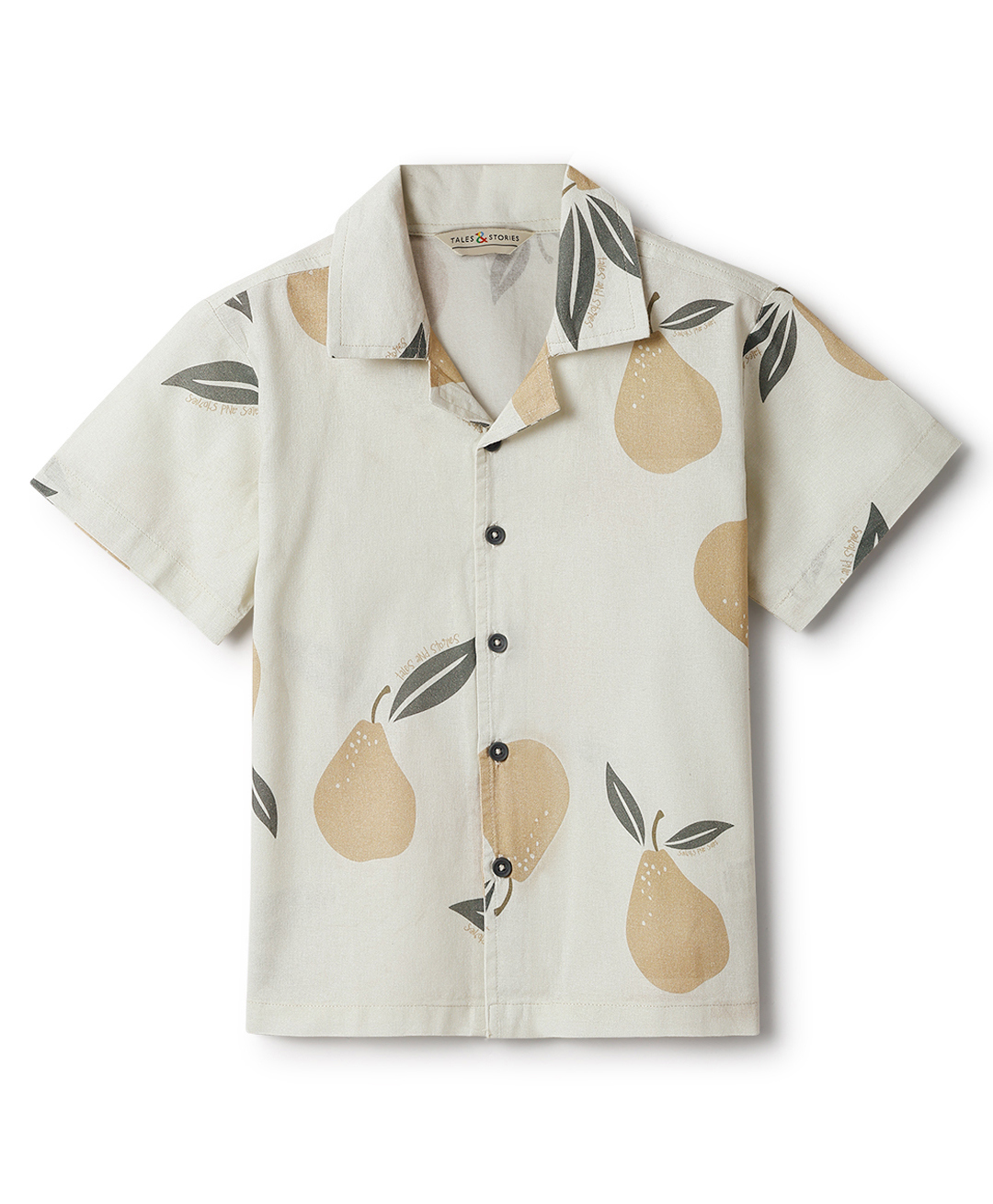 Tales & Stories Cotton Woven Half Sleeves Pear Printed Shirt - Beige-image-37