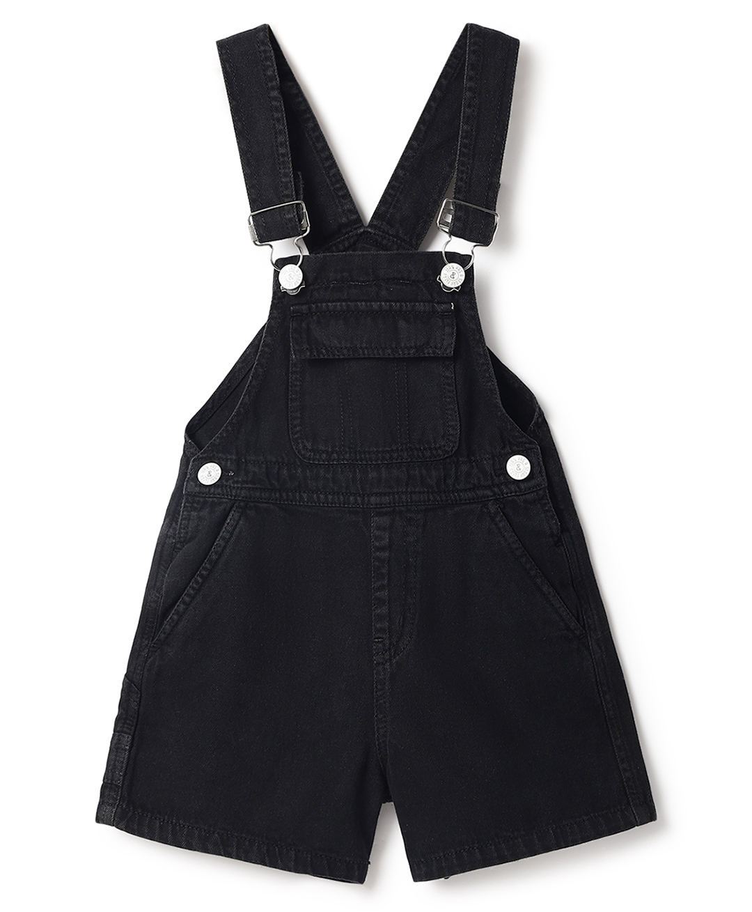 Tales & Stories Cotton Woven Sleeveless Solid Dungaree - Black-picture-40