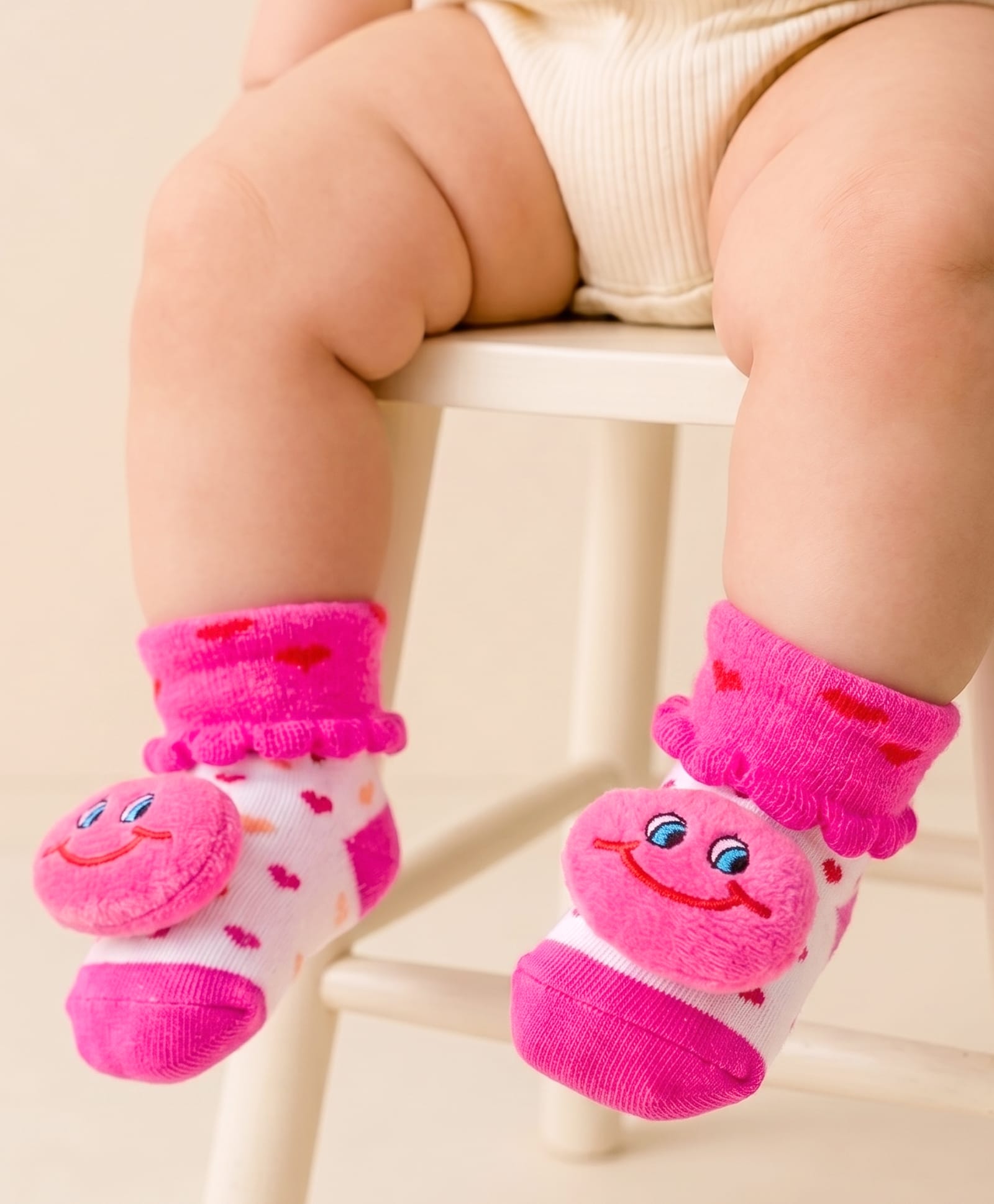 Cute Walk by Babyhug Slip On Sock Shoes with Smiley Applique - Fuchsia-image-35