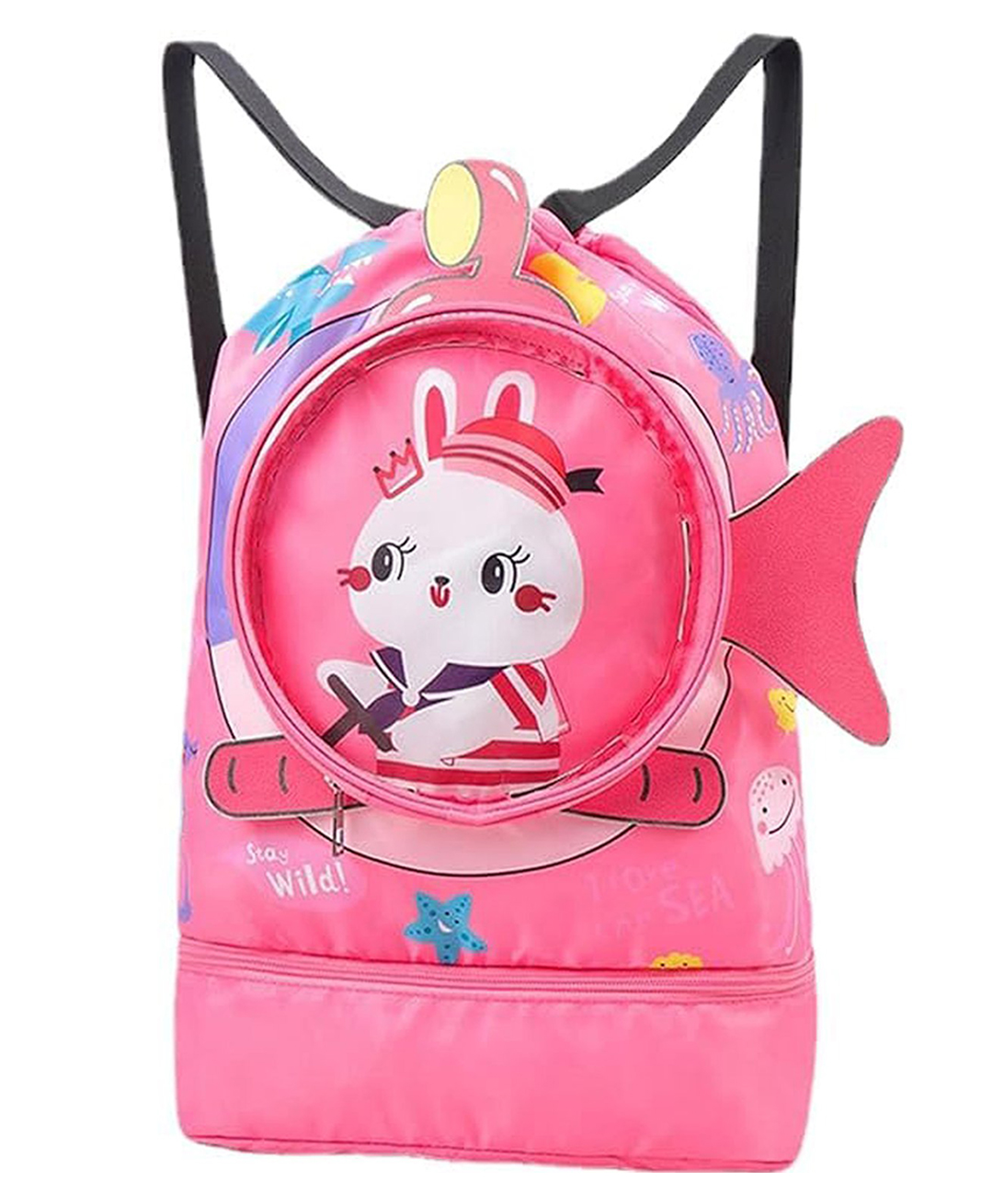 Asera Waterproof Cartoon Kid's Swimming Bag Portable Beach & Sports Backpack with Dry-Wet Separation (Pink)-picture-26