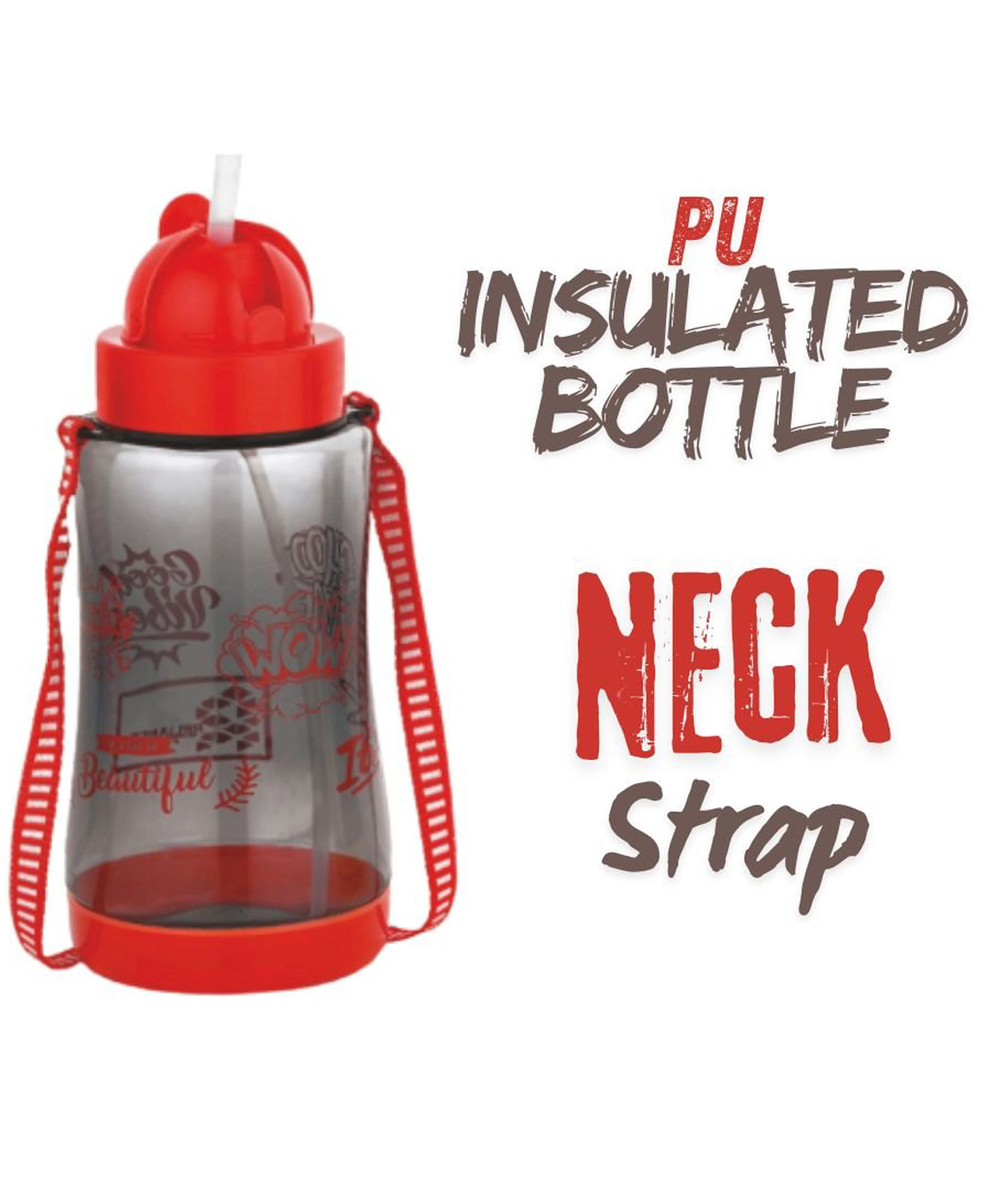 Reliance PLAST Kids Plastic Water Bottle with Straw, Sipper Bottle, Leak Proof, BPA Free, Food Grade, School & Picnic Bottle - Red (500ml)-picture-27