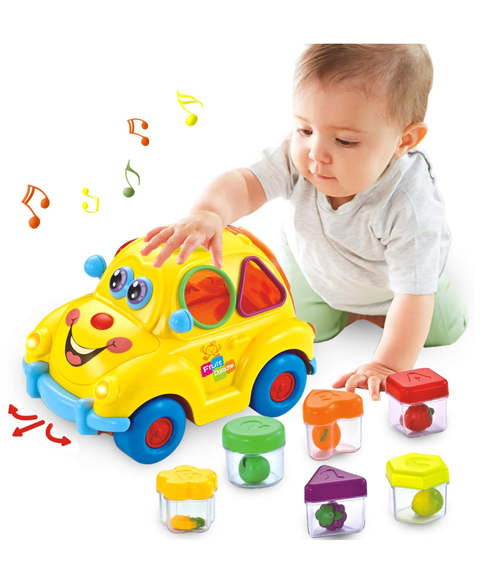 SANJARY Education bump & go car Fruits shape shorting Musical Light Puzzles, Toy for kids color design may vary-image-33