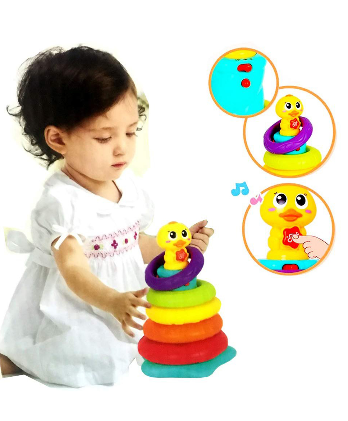 SANJARY little Rainbow Duck Rings Stacking Toy for kids color design may vary-picture-4