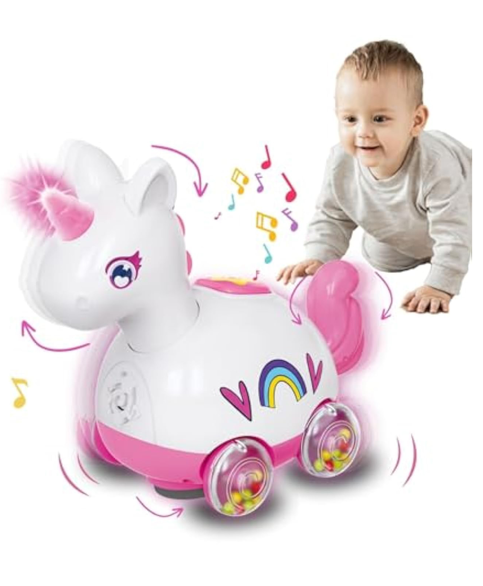 SANJARY Musical Unicorn Baby Crawling Toy, Lights, Music, and bump and go Toy for Baby and Toddlers for kids color design may vary-picture-21
