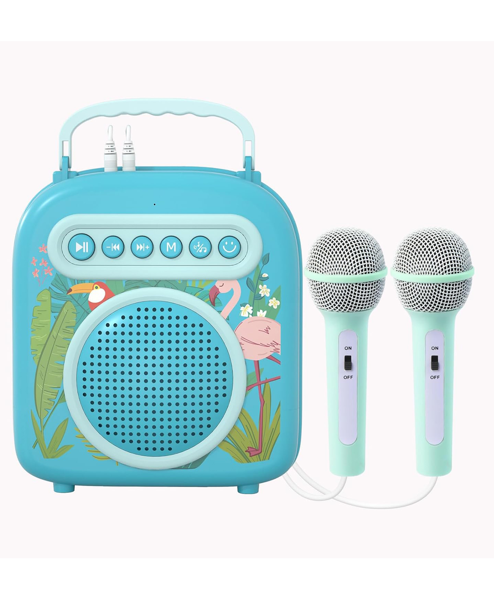 SANJARY Singing Toddler Microphone Toy Bluetooth Portable Speaker with 2 Microphones, Music Toy for kids color design may vary-image-43