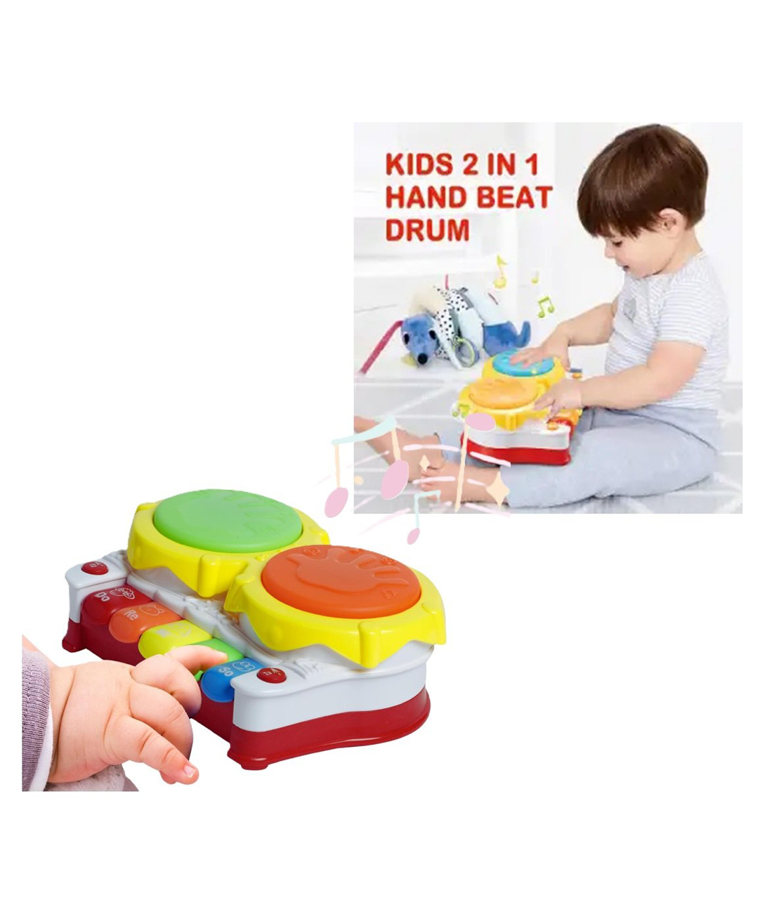 SANJARY Musical Electric Baby Toys Hand Drum Tapping Piano Instrument toy for kids color design may vary-picture-0
