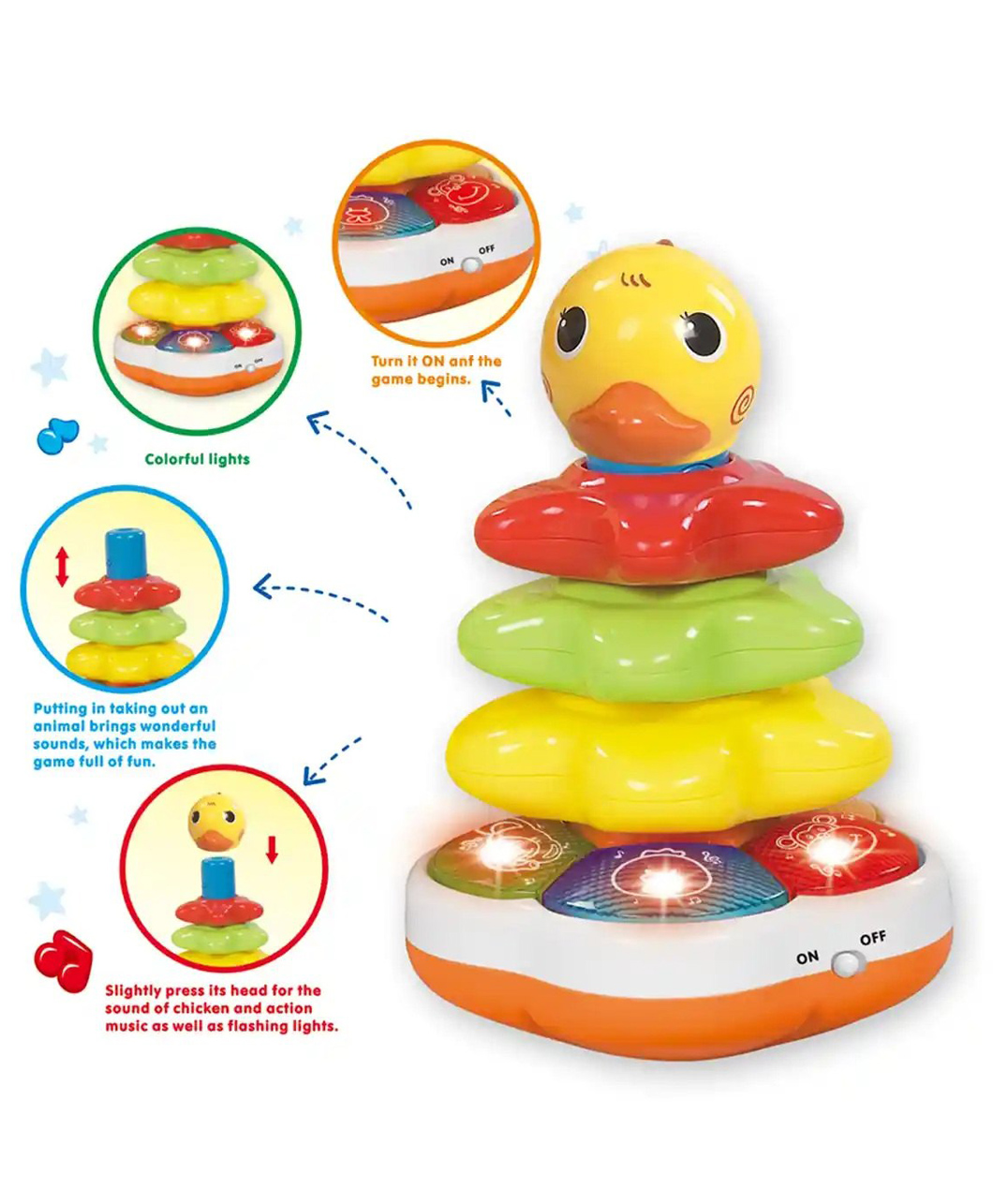 SANJARY Duck Ring Stacker Musical light & sound Toy for kids color design may vary-picture-21