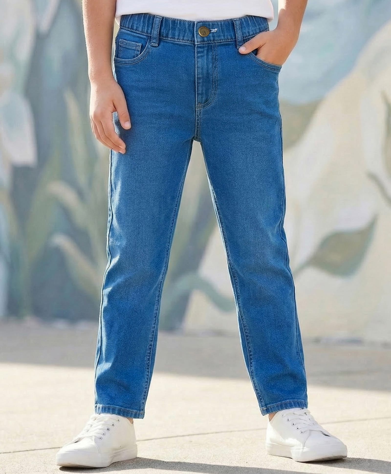 Pine Kids Denim Woven Full Length Washed Jeans - Blue-picture-19