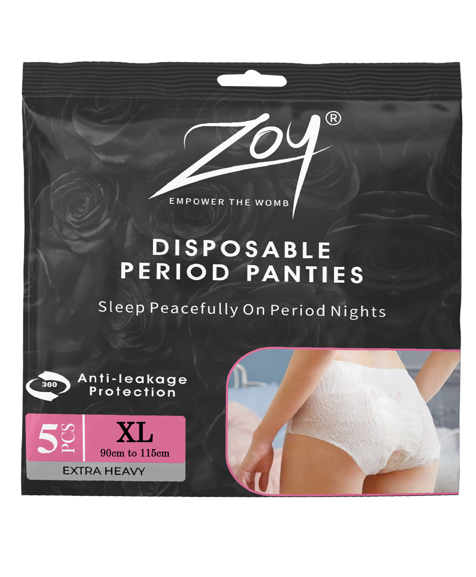 Zoy Overnight Period Panties | 360° Coverage | Panty Like Fit | Medium-Heavy Flow, XL Period Panties (Pack of 5)-picture-15
