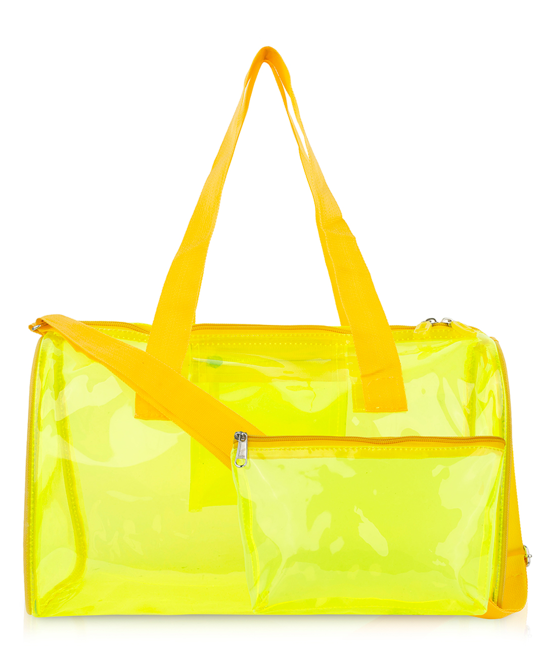 Echo Boomers Bright Yellow Transparent Jelly Duffle Bag with Matching Pouch Height 22 cm-image-25