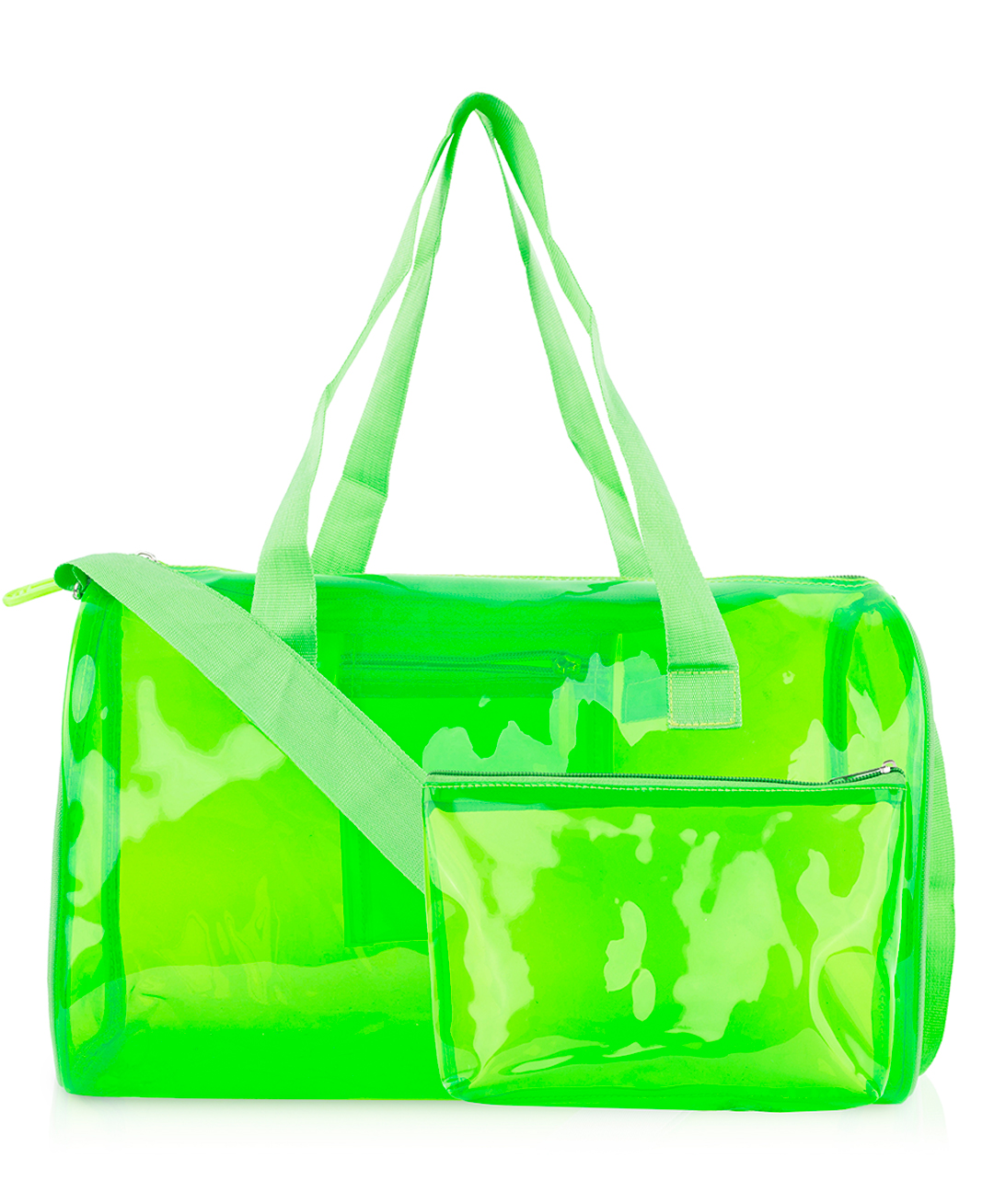 Echo Boomers Bright Green Transparent Jelly Duffle Bag with Matching Pouch Height 22 cm-image-5