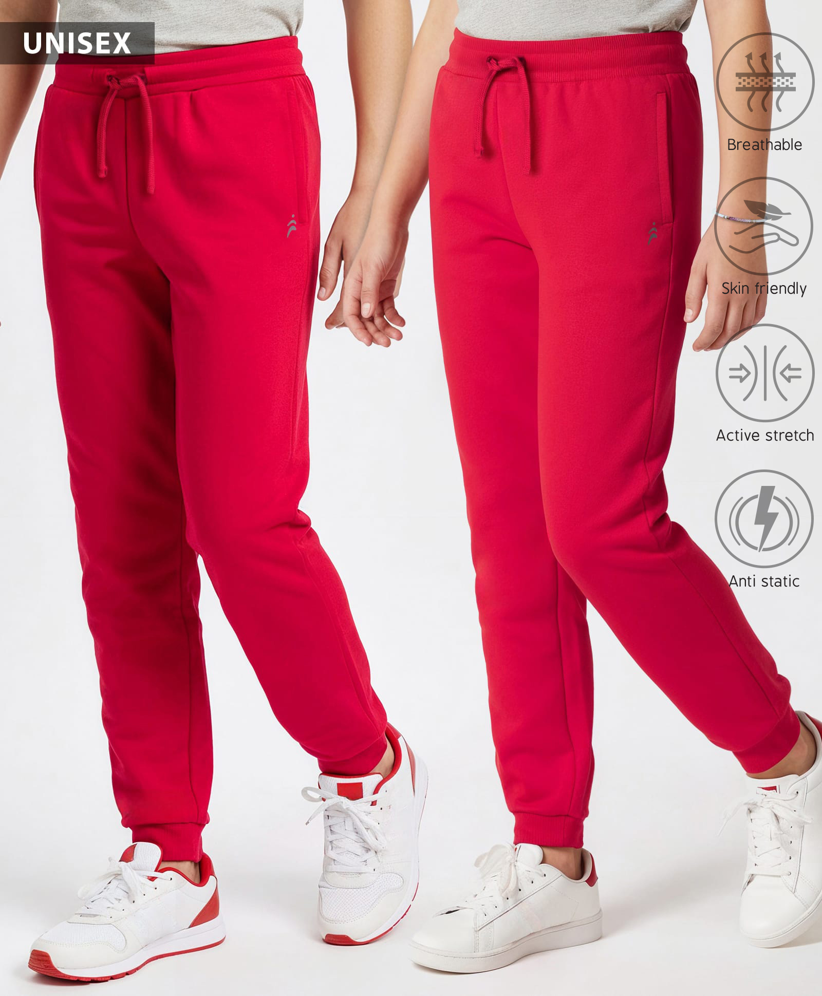 Pine Active Knit Full Length Super Stretch Solid Coloured Track Pant - Red-picture-11