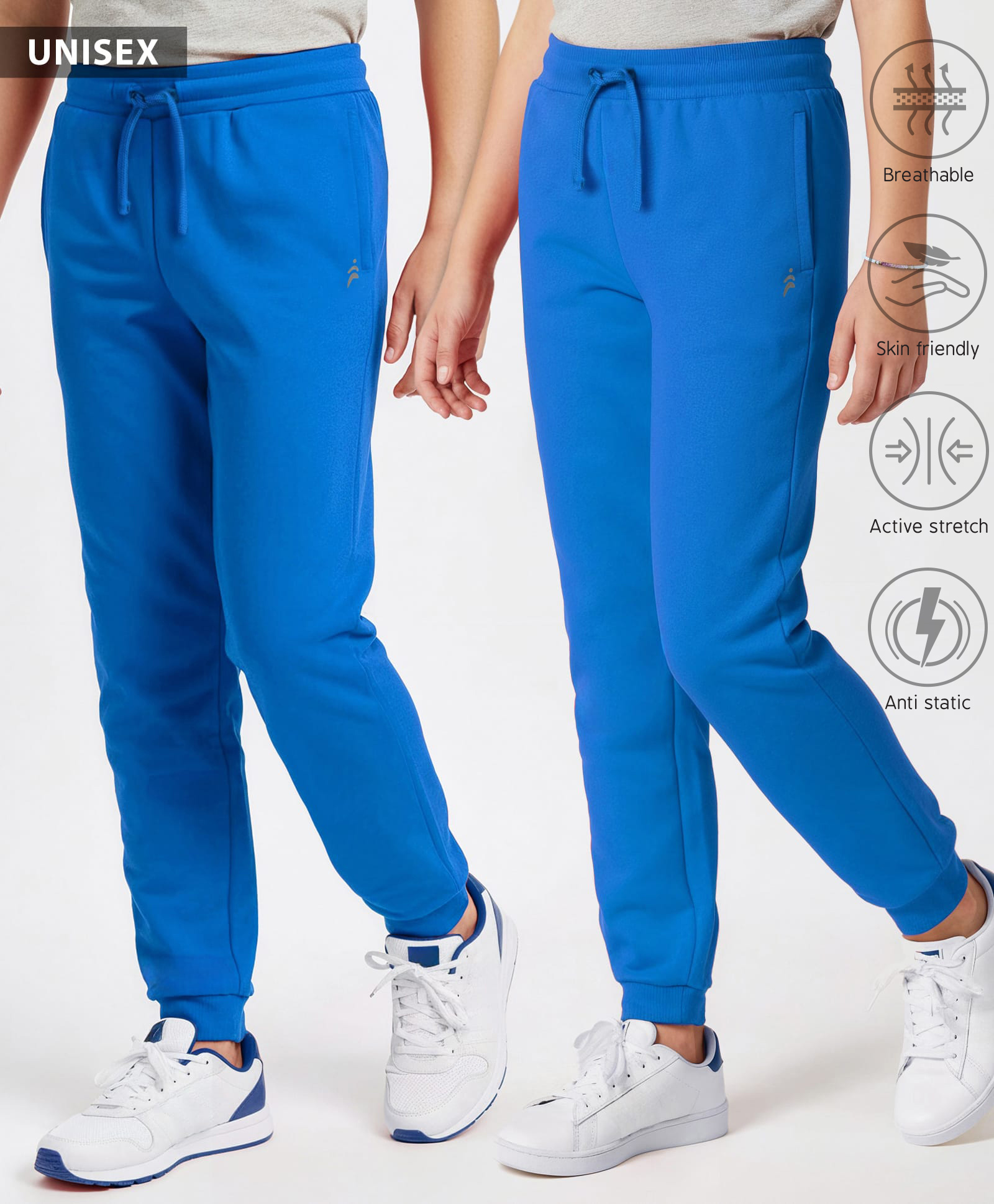 Pine Active Knit Full Length Super Stretch Solid Coloured Track Pant - Royal Blue