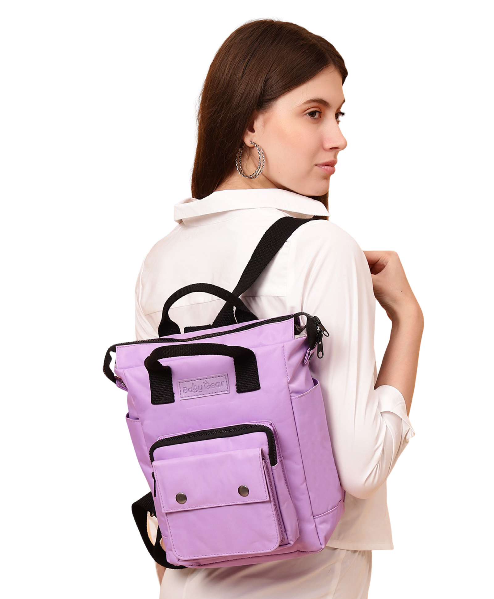 Baby Gear 2-in-1 Diaper Bag Backpack Cum Tote - Lavender