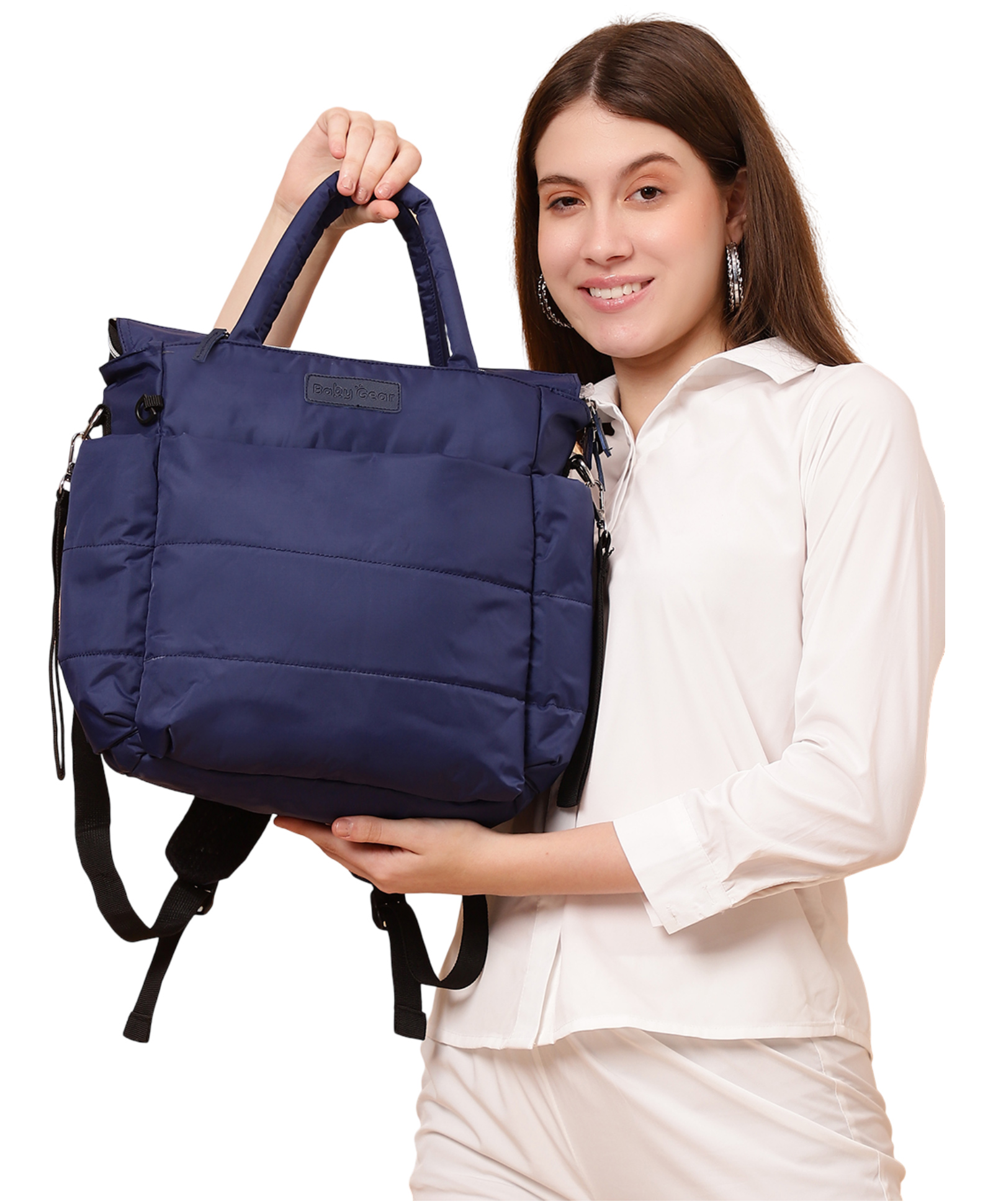 BabyGear Multi Utility Diaper Backpack Cum Tote Bag- Navy Blue