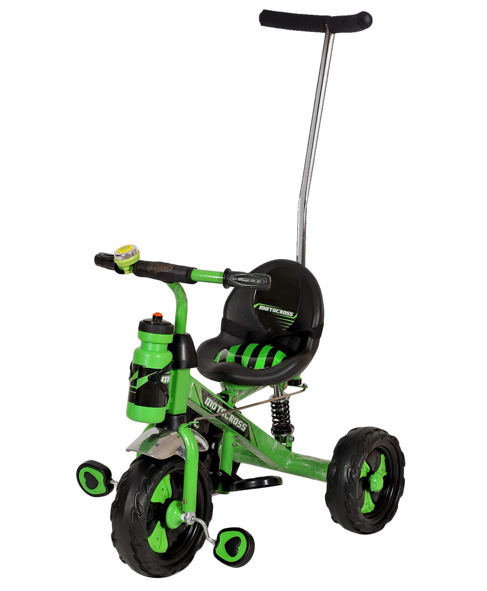 Dash Kids Tricycle with Push Handle, Backrest, Bottle Holder & Strong Socker | 3-Wheel Baby Tricycle for Boys & Girls (Green)-image-37