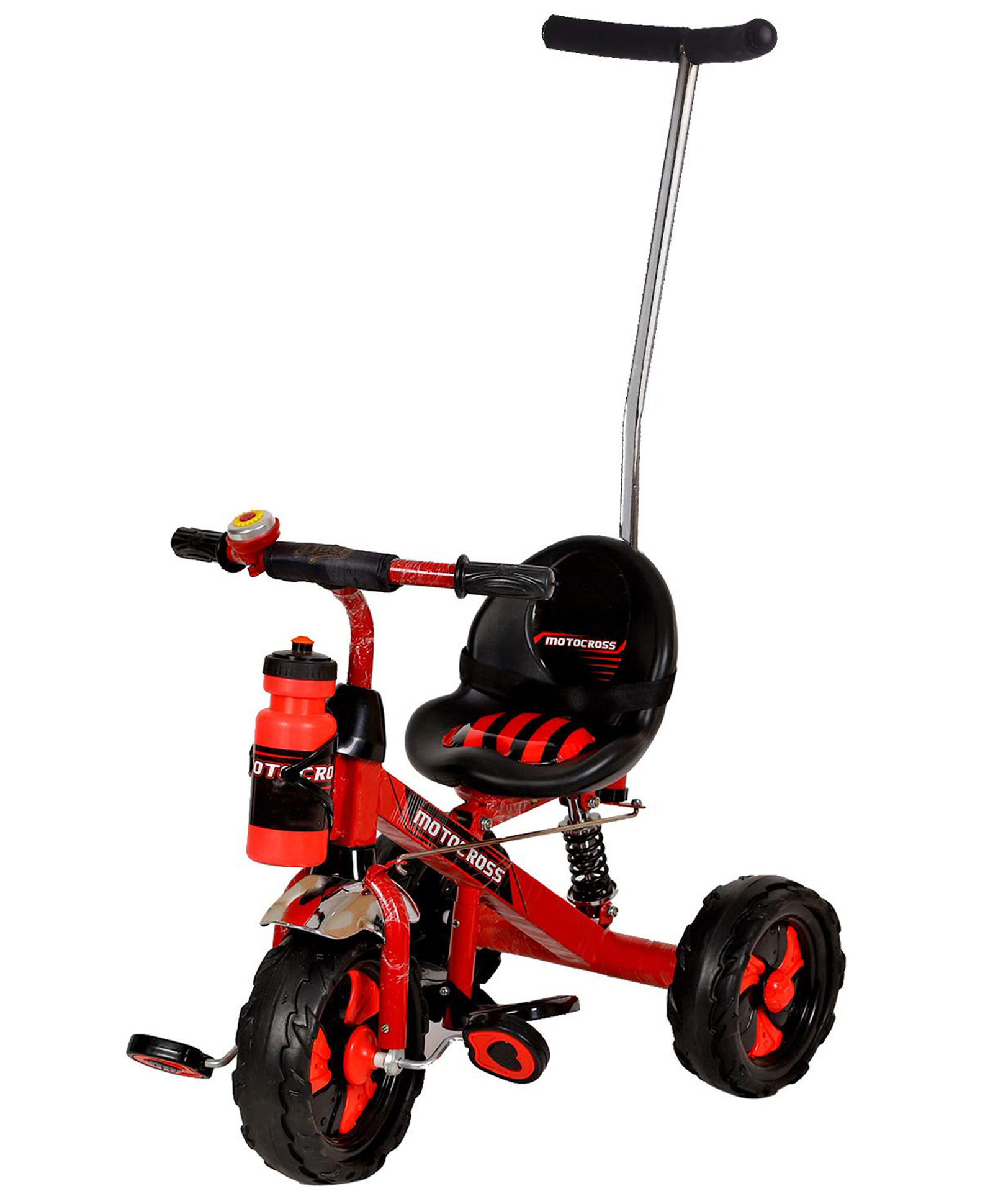 Dash Kids Tricycle with Push Handle, Backrest, Bottle Holder & Strong Socker | 3-Wheel Baby Tricycle for Boys & Girls (Red)-picture-14