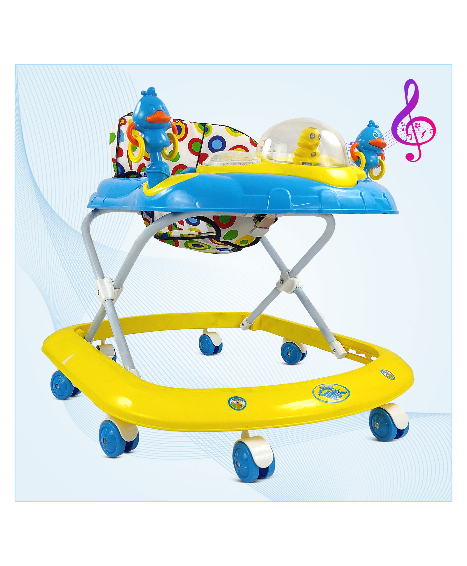 Dash Baby Walker with 3-Position Height Adjustment, Foldable Design, 360° Rotating Wheels & Musical Toy Tray | Lightweight Walker for Kids 9 Months+-image-21