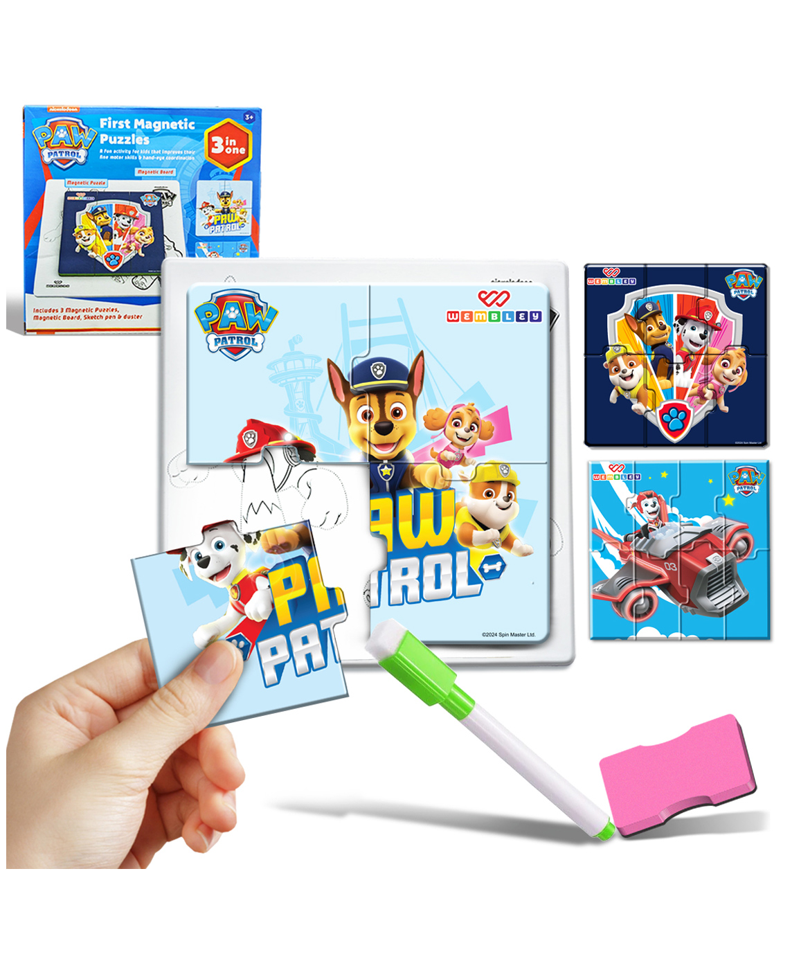 Wembley Paw Patrol - 3 in 1 Jigsaw Magnetic Puzzle for Kids Educational Fun Learning DIY Creative Activity Set Dot-to-Dot Sketching - Multicolor-image-31