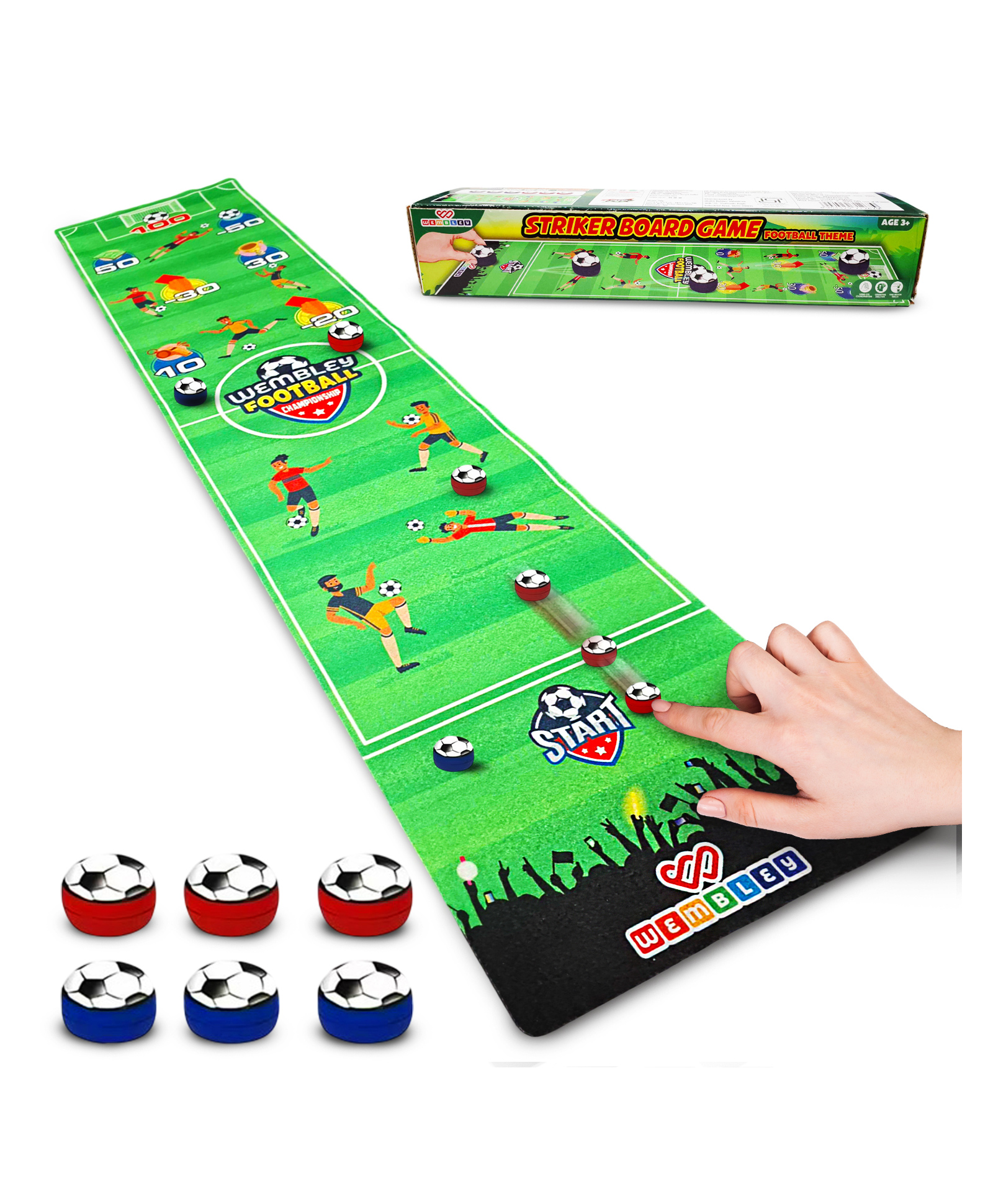 Wembley Toys Striker Football Board Game| Indoor Football Game| Kids Engaging Game Mat| Easy-to-Play Foldable Floor Or Tabletop Mat Games with 6 Strikers - Multicolor-image-35