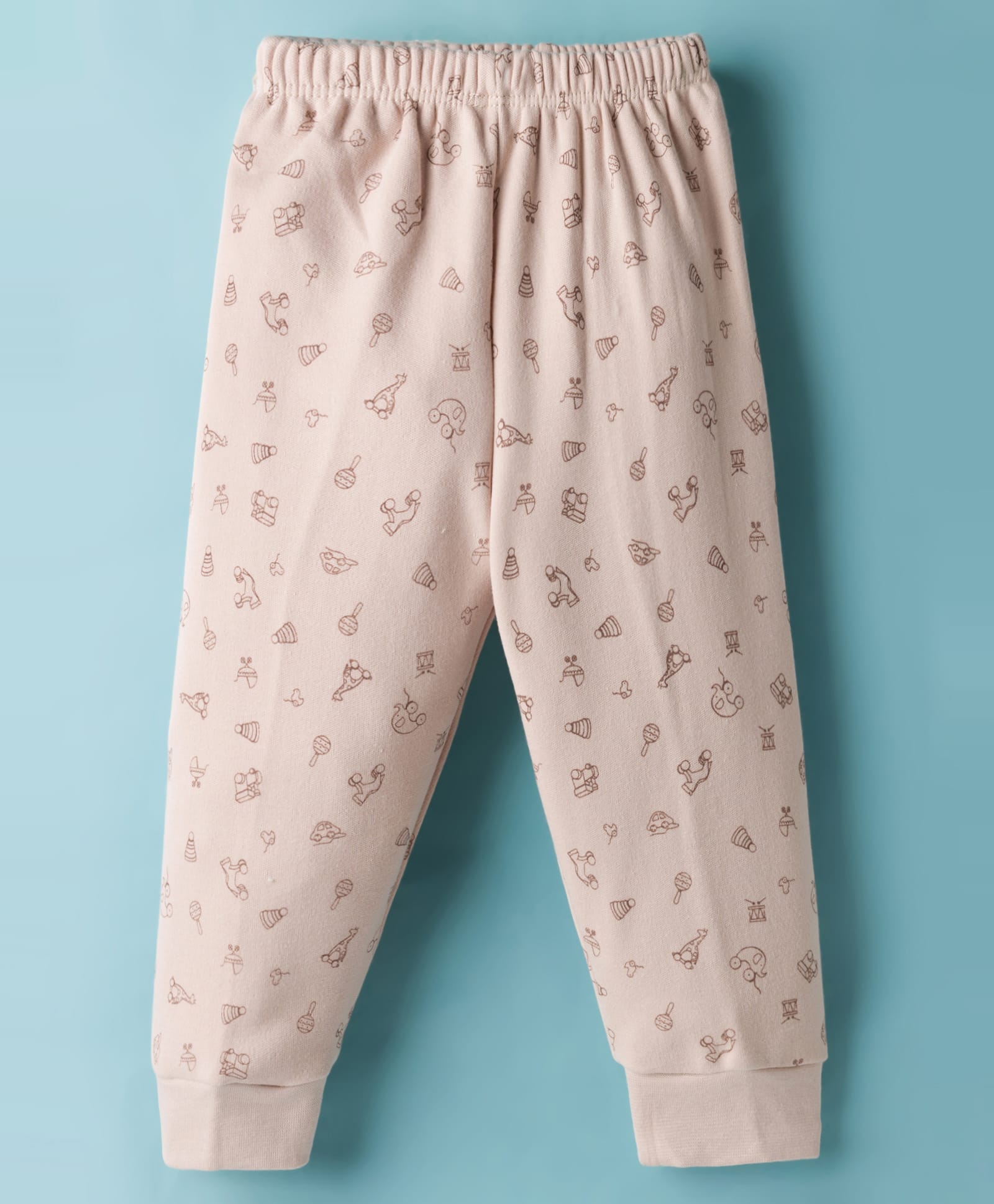 Pink Rabbit Interlock Knit Full Length Lounge Pant With Toys Print - Light Peach-picture-15