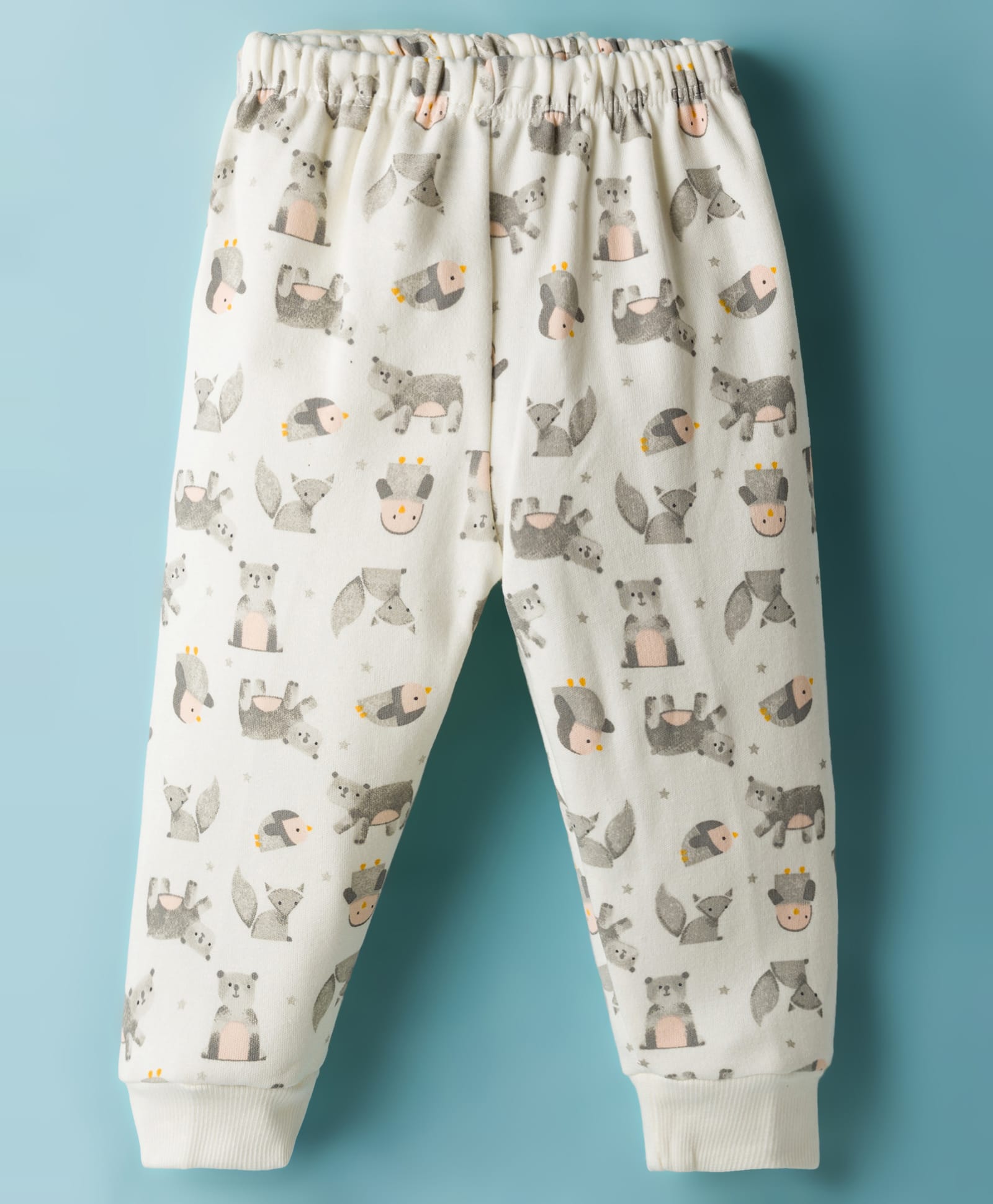 Pink Rabbit Interlock Knit Full Length Lounge Pant With Animal Print - Off White-image-35