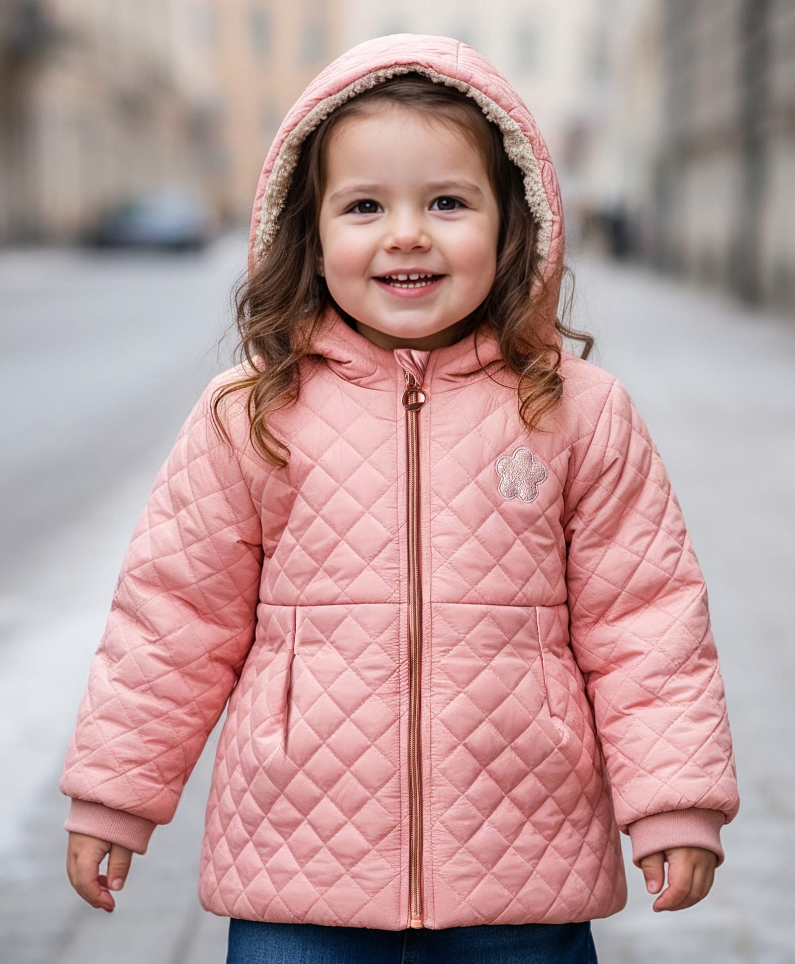 Babyhug Woven Full Sleeves Solid Color Hooded Quilted Jacket - Pink-picture-29