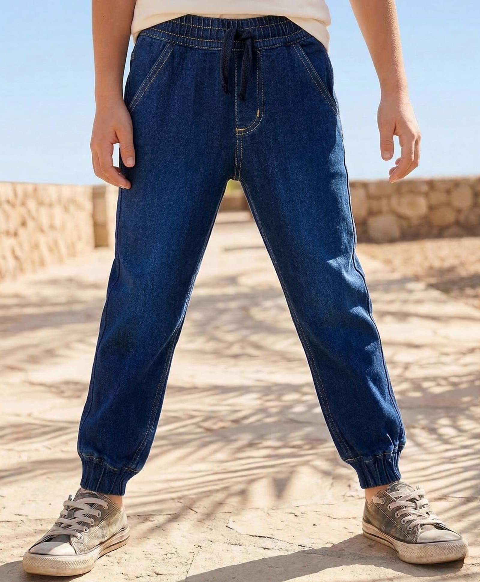 Pine Kids Denim Woven Full Length Washed Jeans - Blue-picture-29