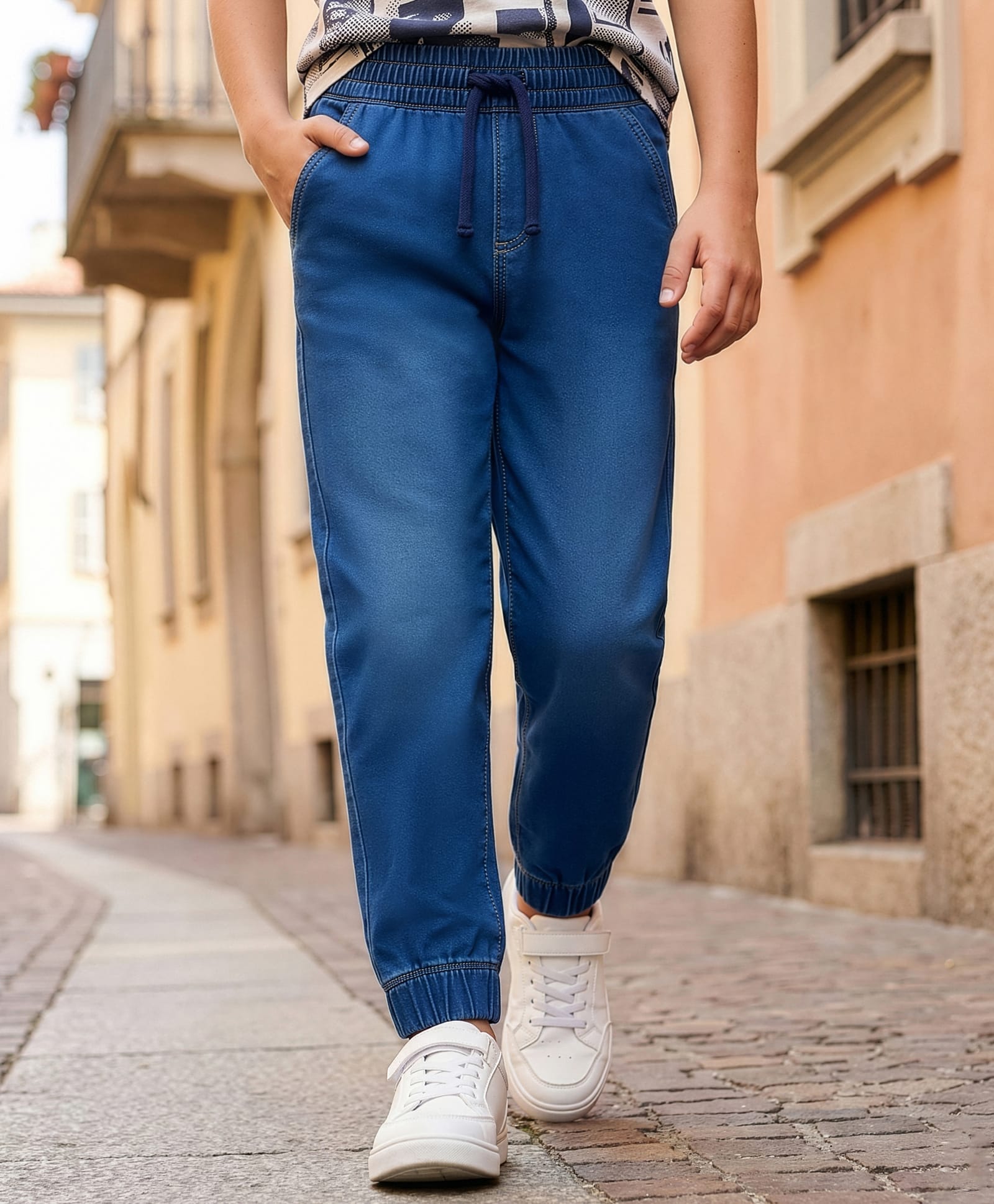 Pine Kids Denim Woven Full Length Washed Jeans - Blue-picture-28
