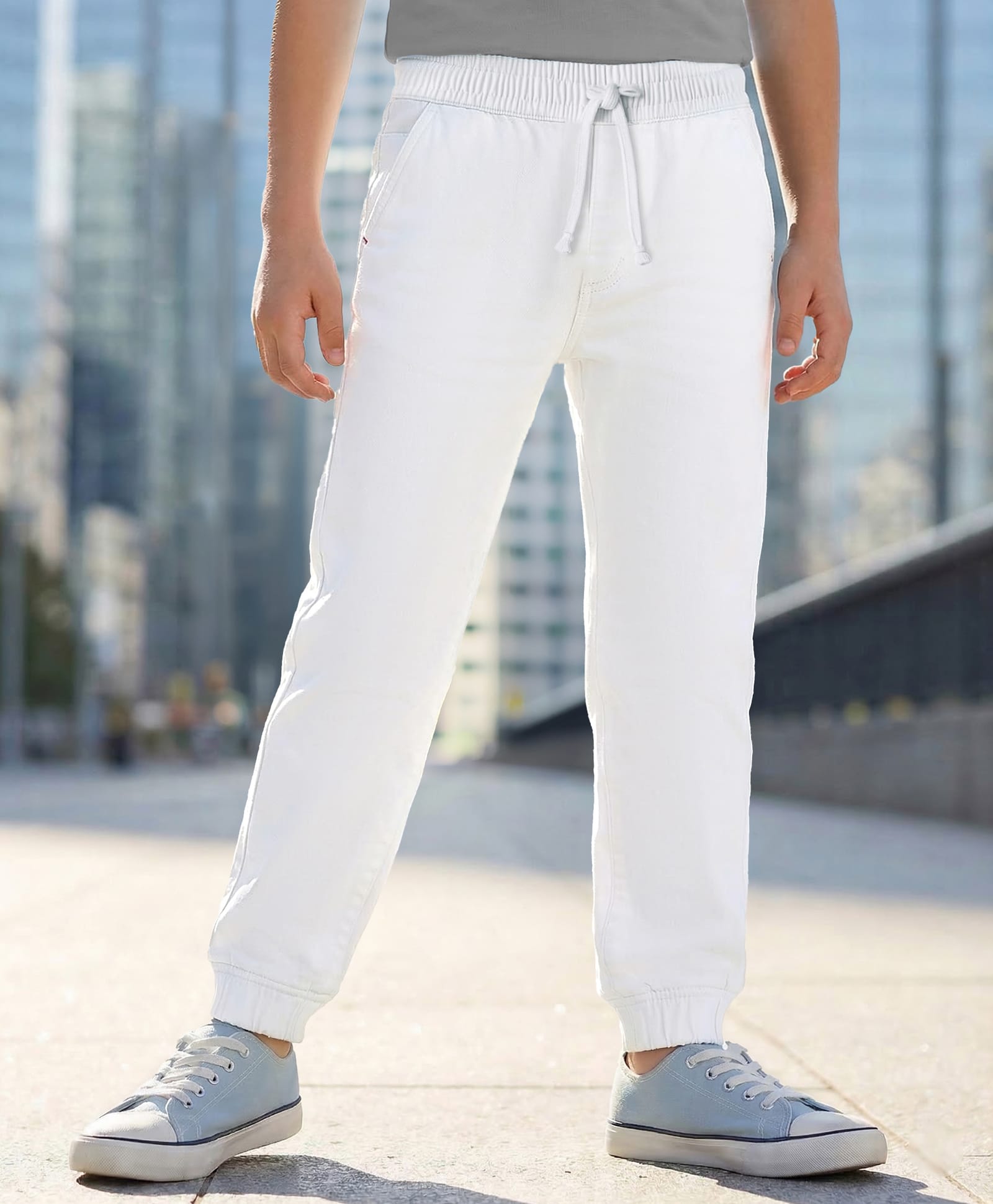 Pine Kids Denim Woven Full Length Washed Jeans - White-picture-25