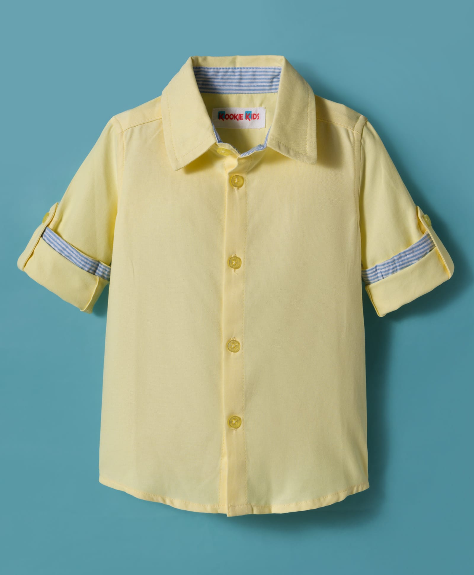 Kookie Kids Cotton Woven Full Sleeves Solid Oxford Shirt - Yellow-image-8