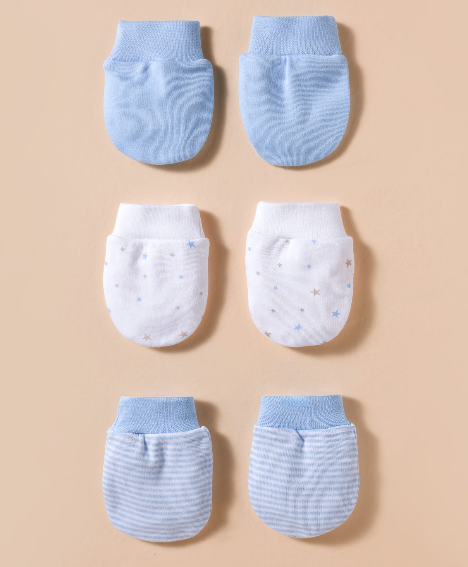 I Bears Interlock Knit Mittens Set With Star & Stripes Pack Of 3 - Blue & White-image-26