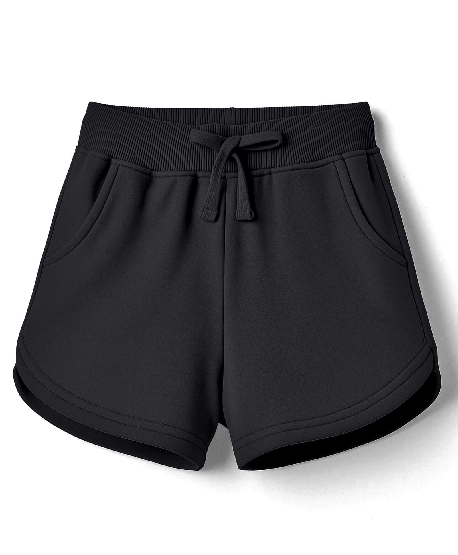 Kookie Kids Cotton Looper Knit Above Knee Length Solid Colour Shorts - Black