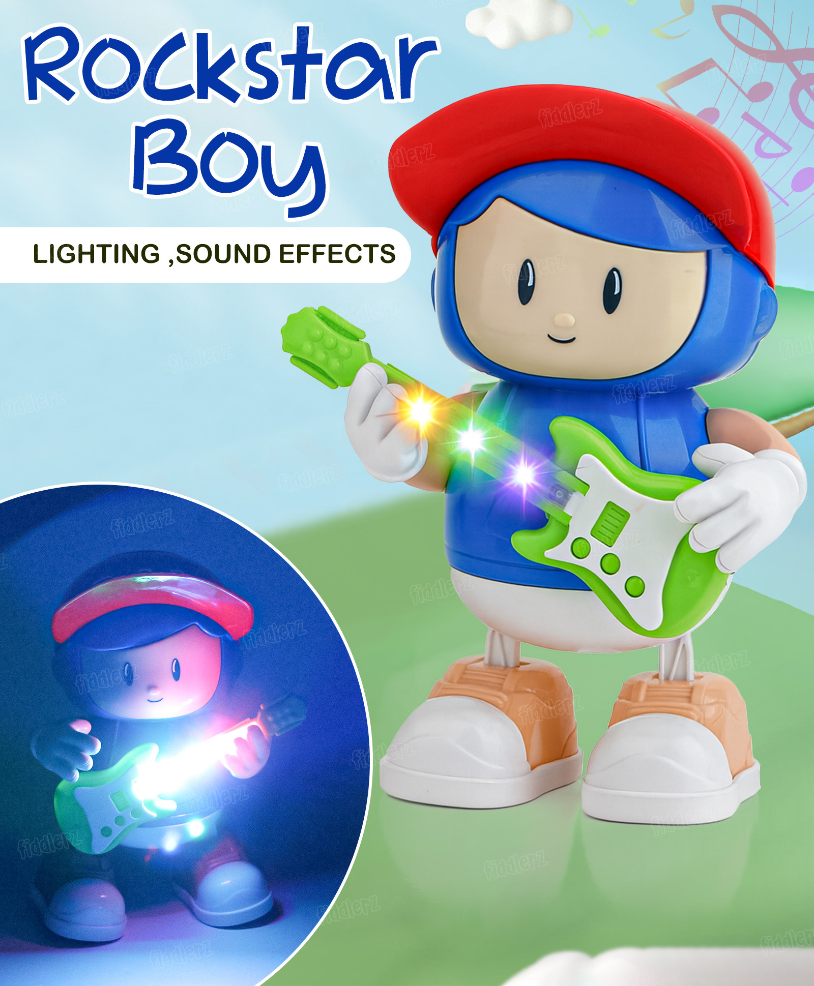Fiddlerz Musical Toy for Kids with Guitar Lights and Sound Cute Dancing Action Interactive Learning Fun Toy Battery Operated for Boys Girls 12 Months+ Pack of 1-image-40