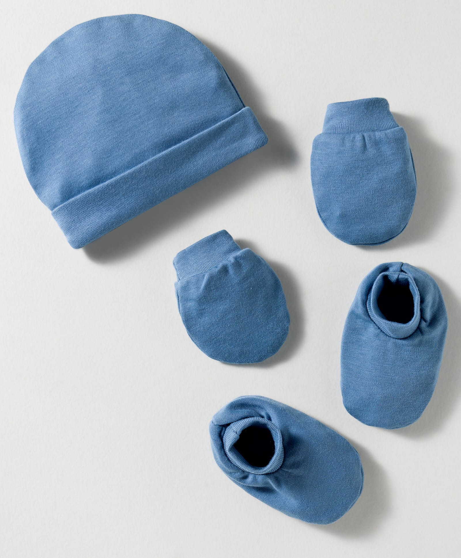 Simply Interlock Knit Cap Mittens & Booties Set Blue - Diameter 10 cm-image-0
