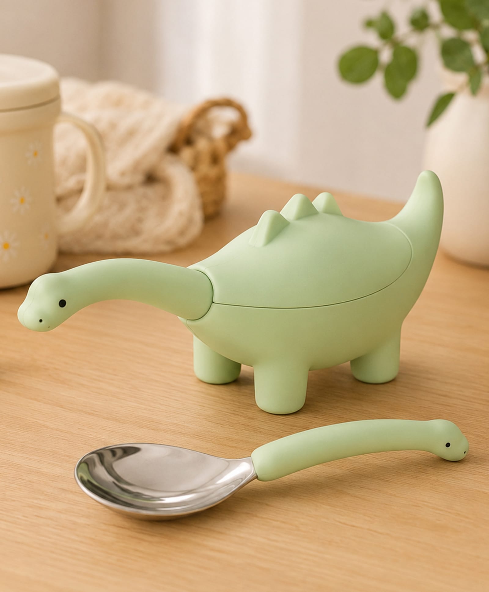 one and only ONE & ONLY Green Baby Spoon | Silicone & Steel Dino Feeding Spoon-picture-33