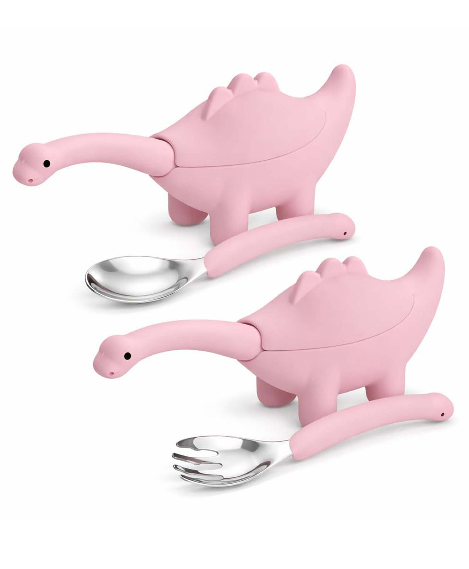 one and only ONE & ONLY Pink Spoon & Fork Set | Feeding Combo | Silicone & Steel | 2 Pc-picture-14
