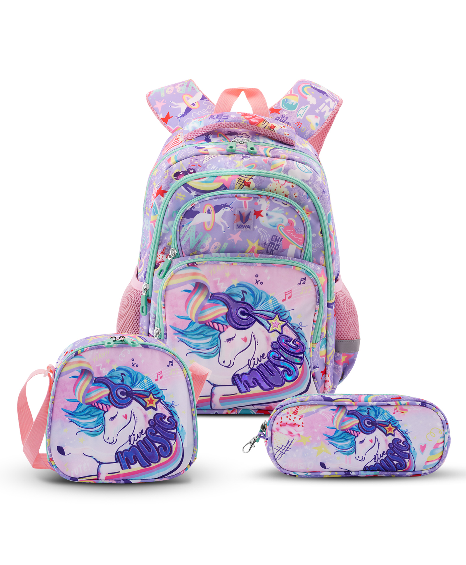 VAYA LY'L-CHAMP School Bags for Boys/Girls, 20L Kids Backpack Set with Lunch Bag and Stationery Pouch, for Class 1 to 5, Waterproof, Comfortable Back Cushioning, Color - Unicorn, 16 inches-image-32