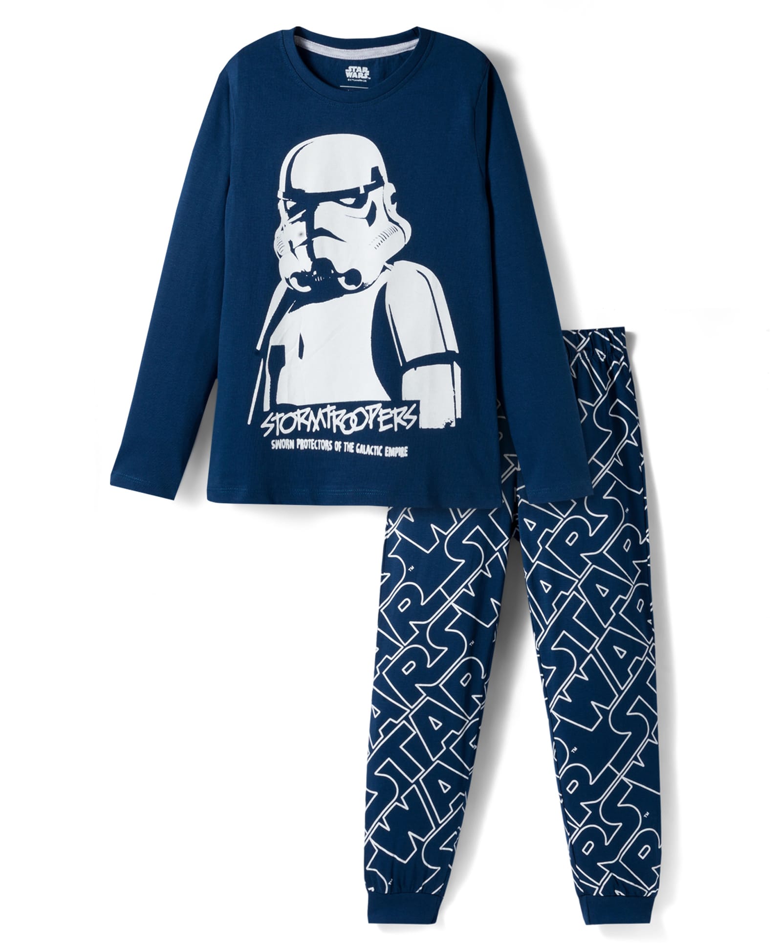Pine Kids Lucas Single Jersey Knit Full Sleeves Night Suit with Star Wars Graphic - Navy Blue-picture-10
