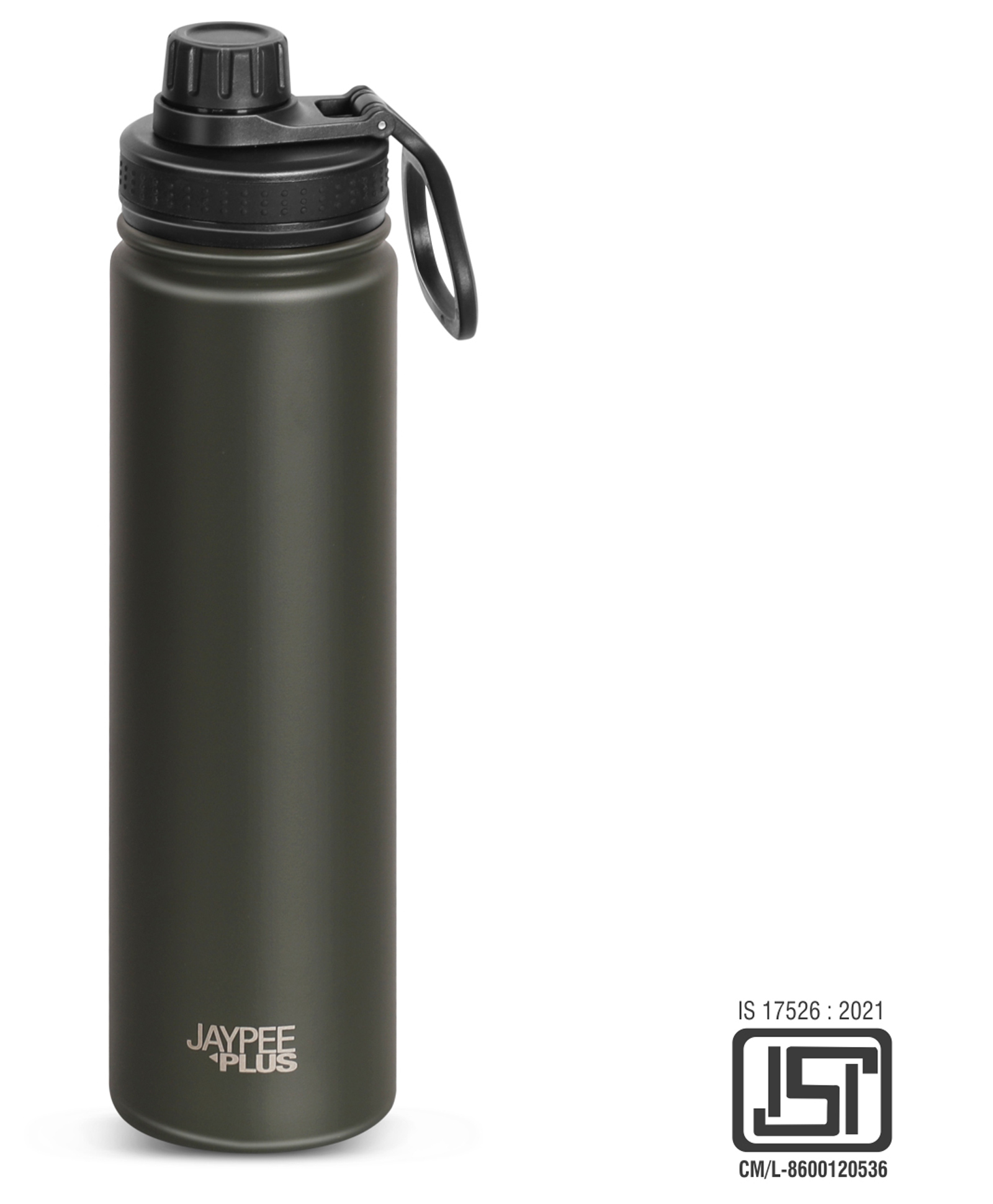 Jaypee Plus Hylux Vacuum Insulated Stainless steel Hot & Cold Water Bottle-BIS Certified, Rust & Leak Proof, Anti Skid, Easy to hold,Trekking Bottle 750ml Army Green-picture-1