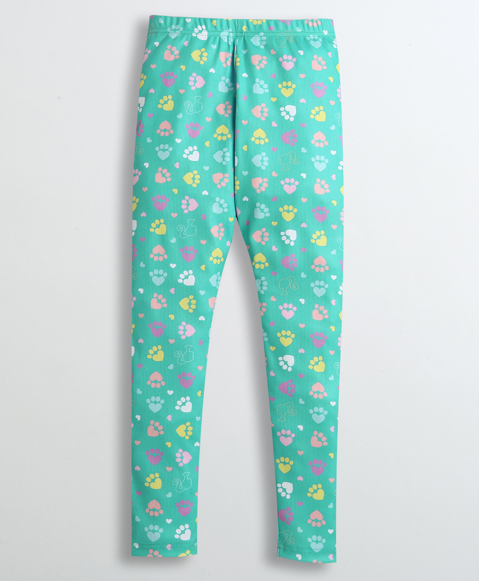 Barbie by Tiny Girl Woven Heart Shaped Paws Printed Leggings - Sea Green-picture-13