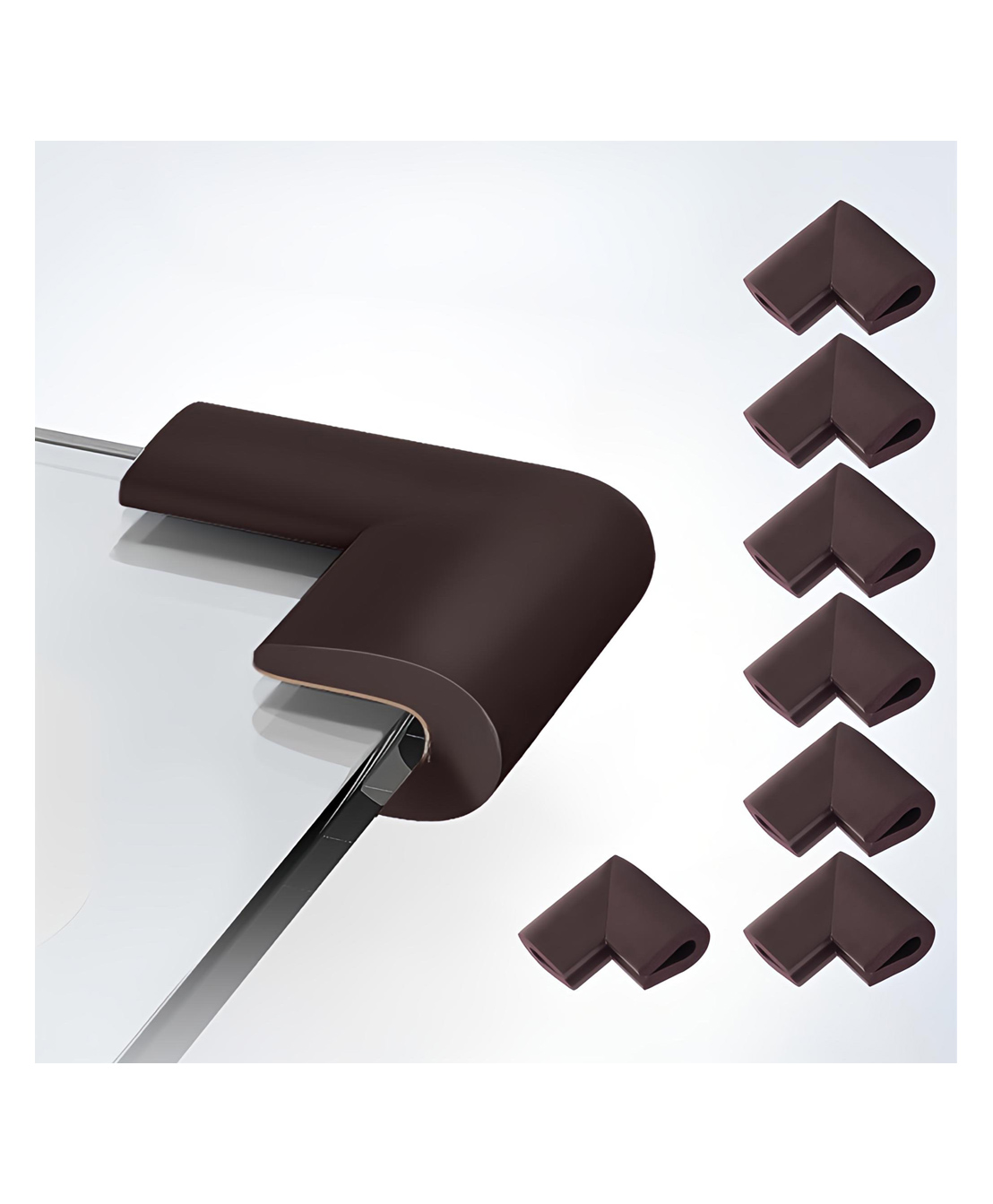 KidDough U-Shape Corner Guards for Kids Safety, Table Corners Edge Protector, Baby Proofing Edge & Corner Guards, for Thin Table Tops, Brown (8pcs/Pack)-image-20