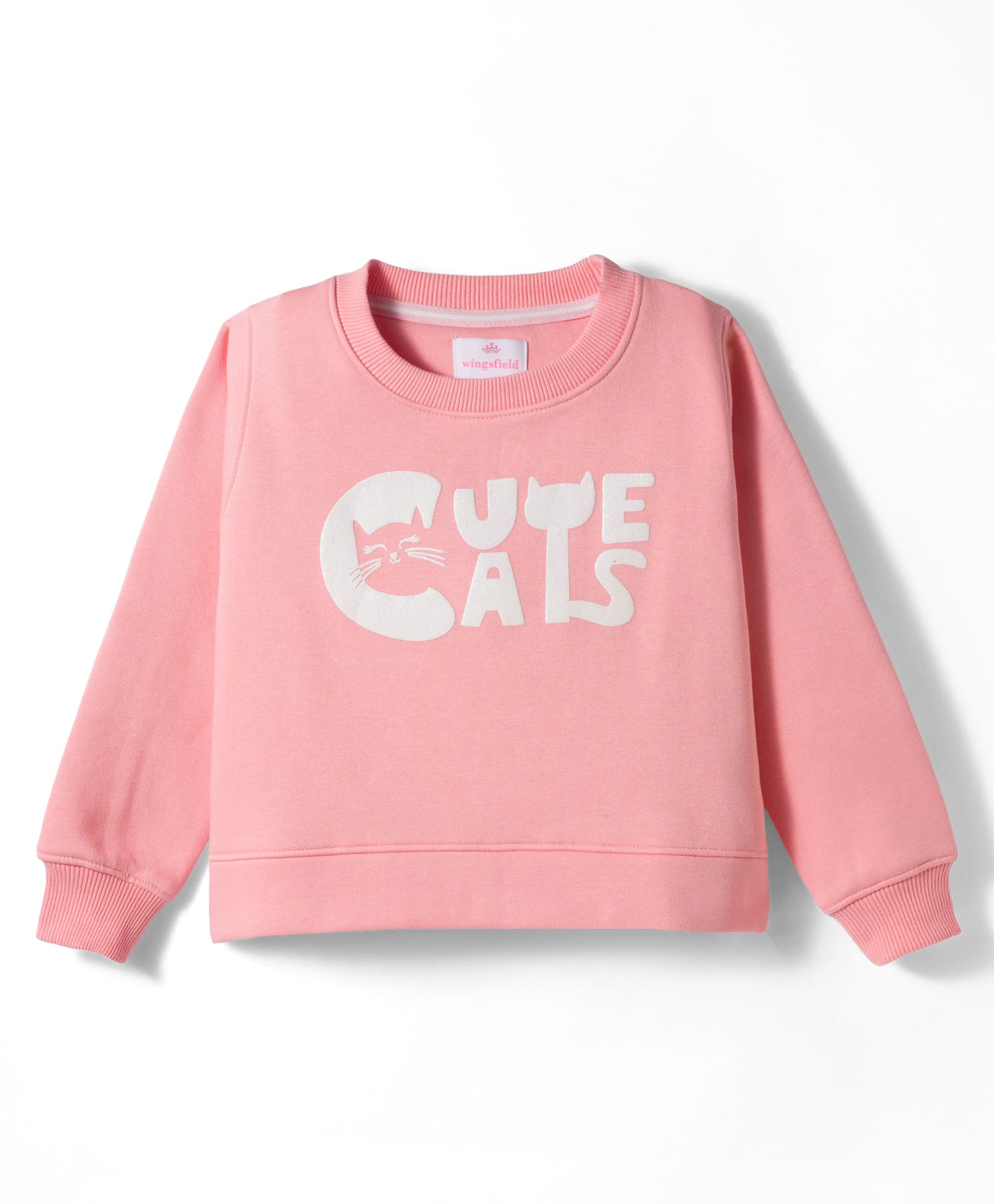 Wingsfield Full Sleeves Cute Cats Text Printed Light Winter Sweatshirt - Pink-image-10