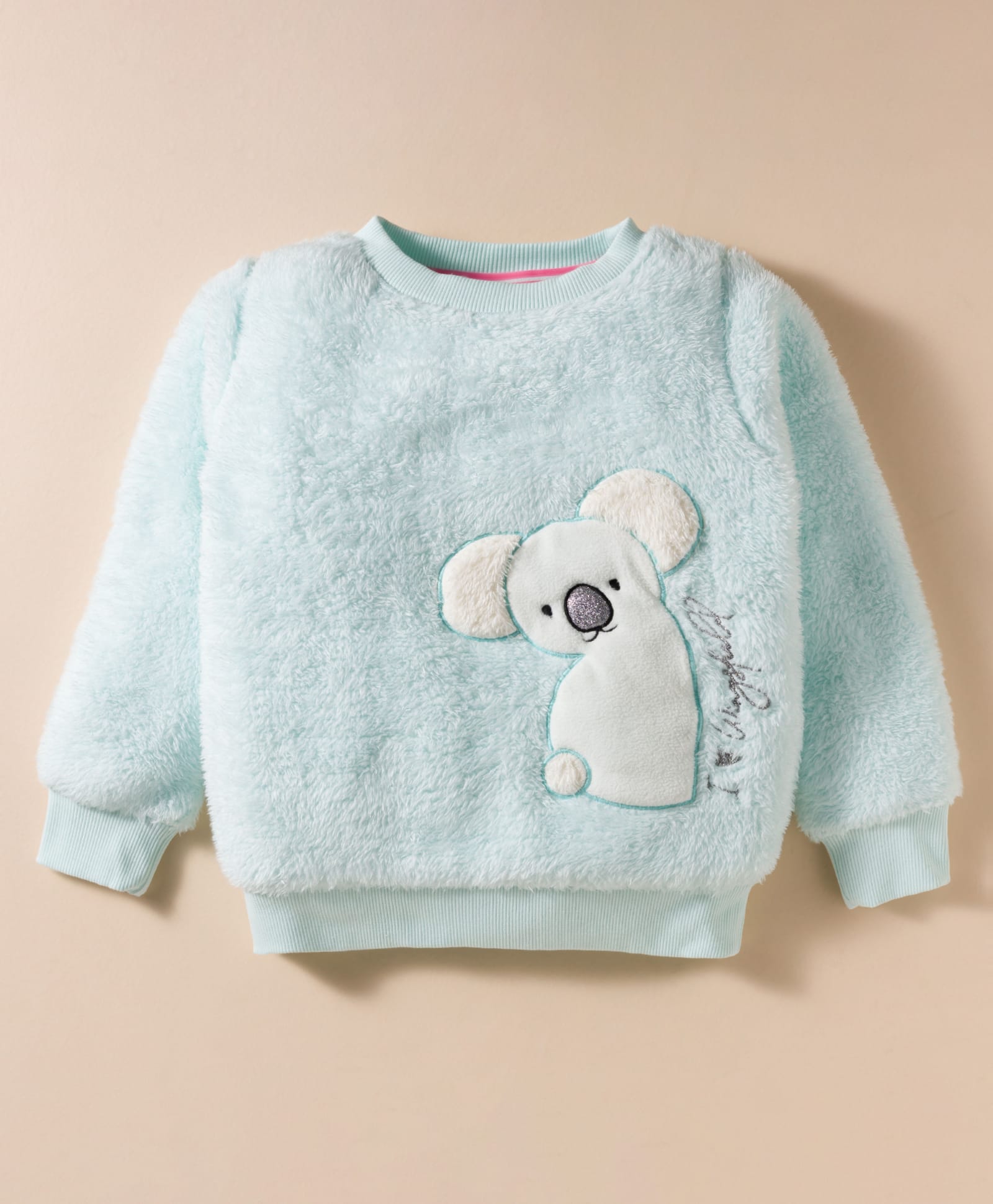 Wingsfield Full Sleeves Koala Patch & Fur Detailed Light Winter Sweatshirt - Sky Blue-picture-7