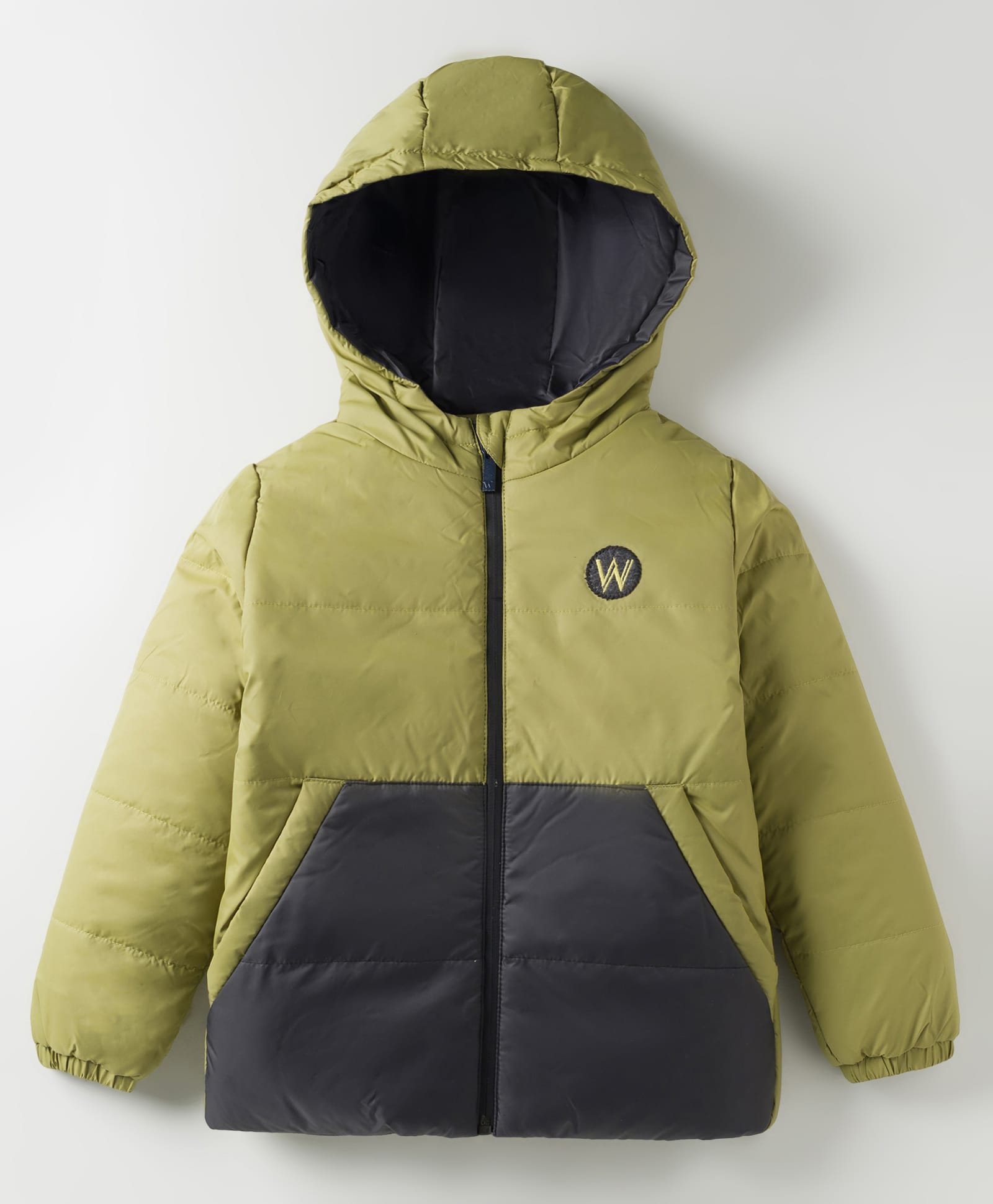Wingsfield Full Sleeves Colour Blocked Padded Light Winter Hooded Jacket - Green-image-32