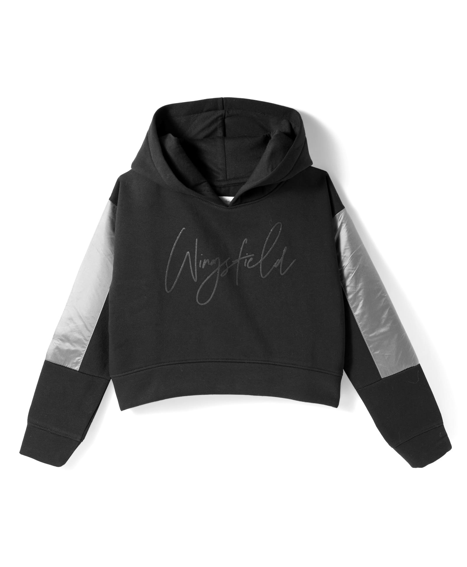 Wingsfield Full Sleeves Brand Name Printed Hooded Light Winter Sweatshirt - Black-picture-14