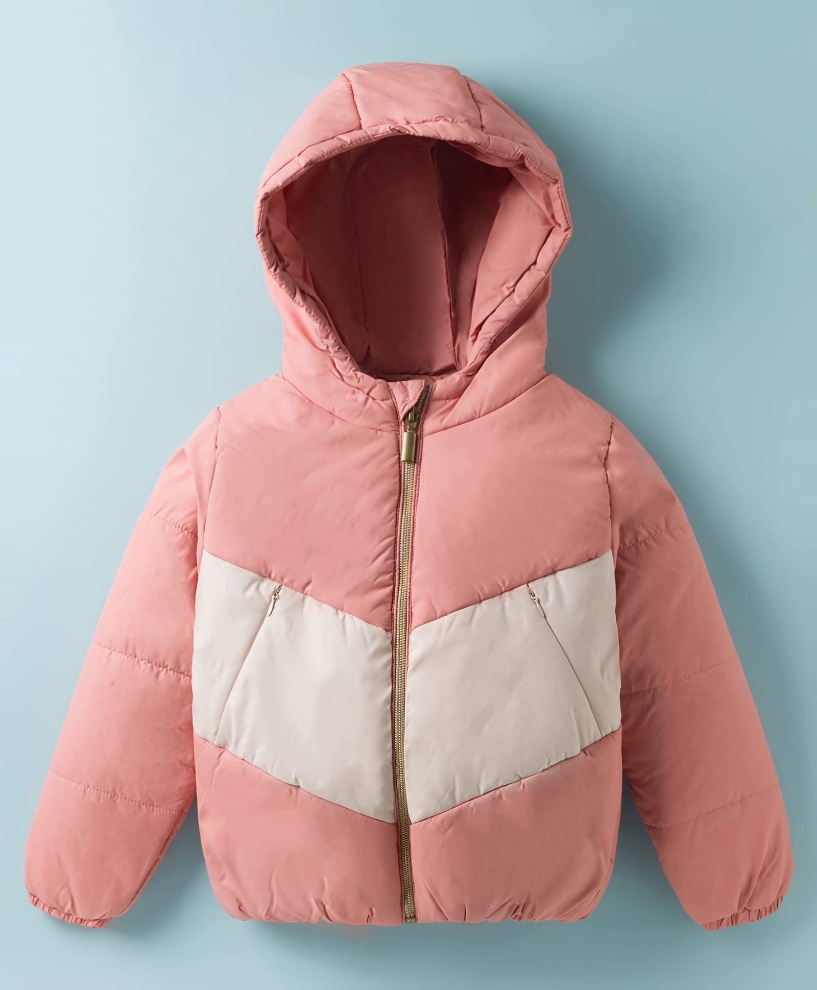 Wingsfield Full Sleeves Colour Blocked Light Winter Jacket - Peach-image-32