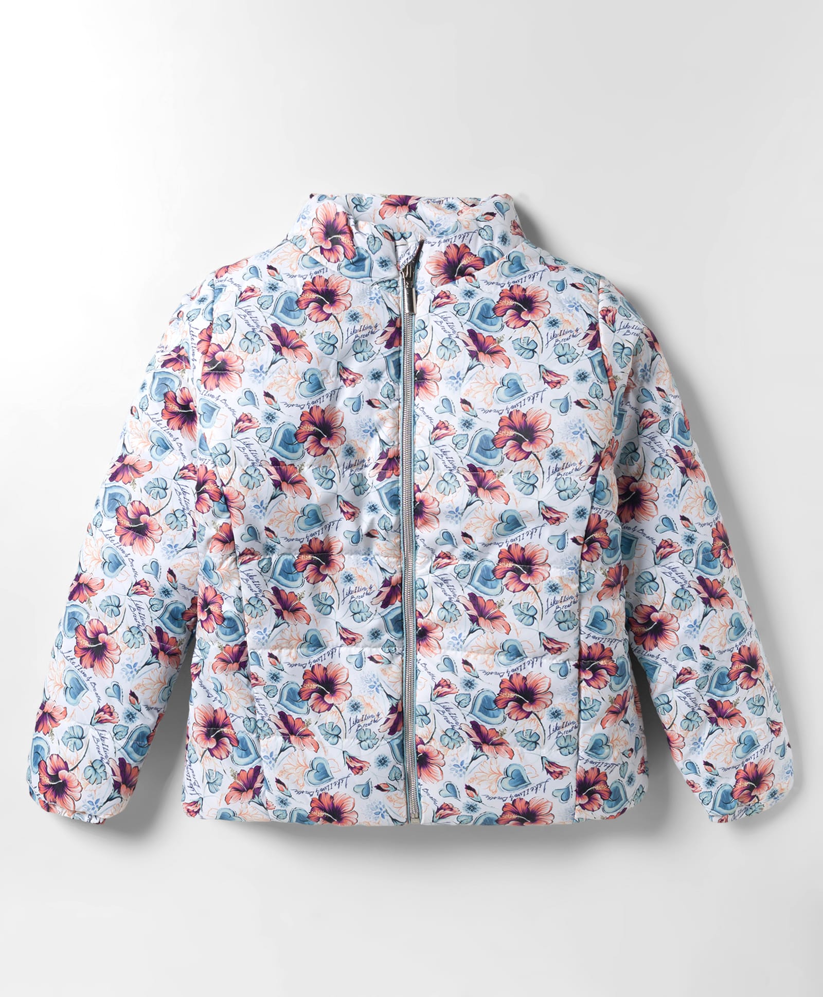 Wingsfield Full Sleeves Floral Printed Padded Light Winter Jacket - Multi Colour-picture-16