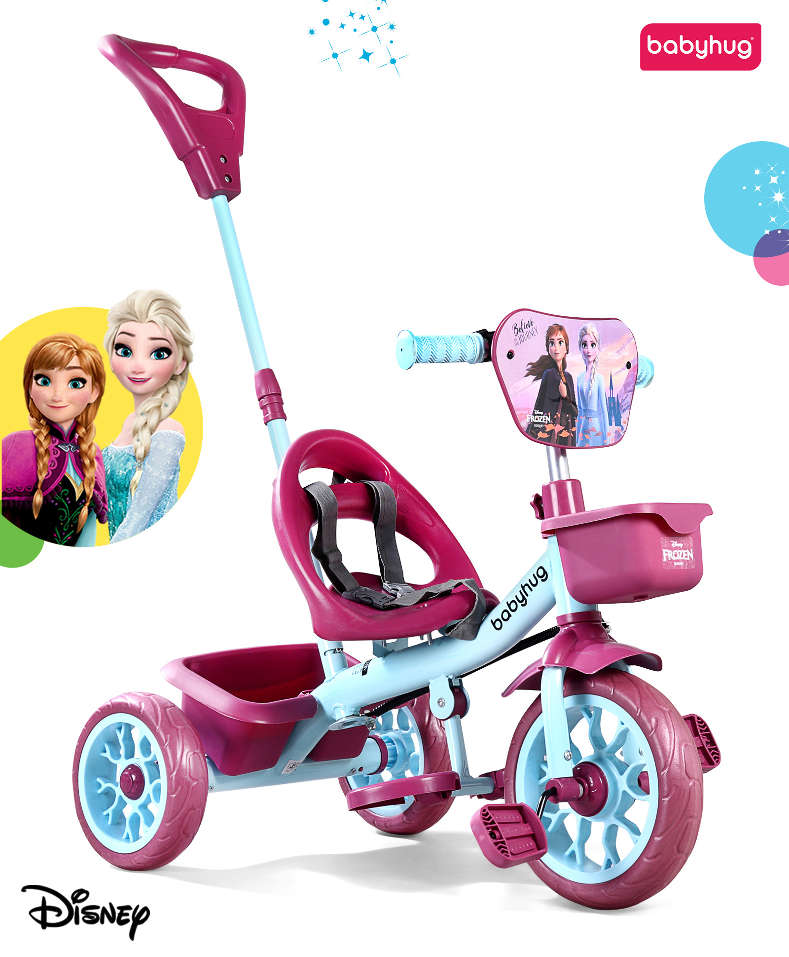 Babyhug Disney Mickey Kids Tricycle with Parental Push Handle- Sea Green & Purple| Antislip Pedals| Puncture Proof Wheels| Easy Assembling| Foldable Footrest| Toy for 2 to 5 year| Gifting Option-image-18