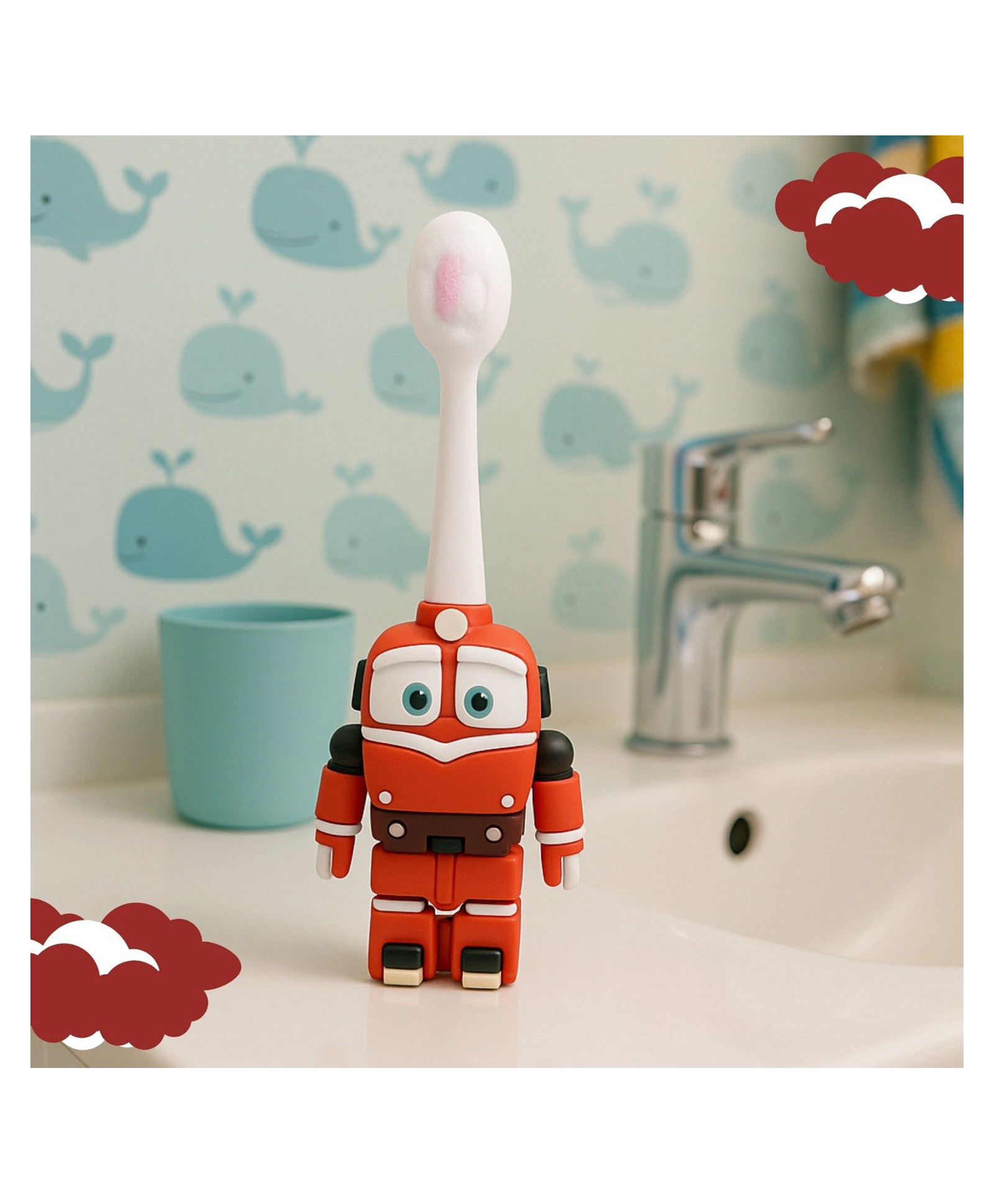 the Little Lookers Robot Shape Toothbrush for Kids with Soft Bristles, BPA-Free & Non-Toxic (Ages 1-5) Red-image-32